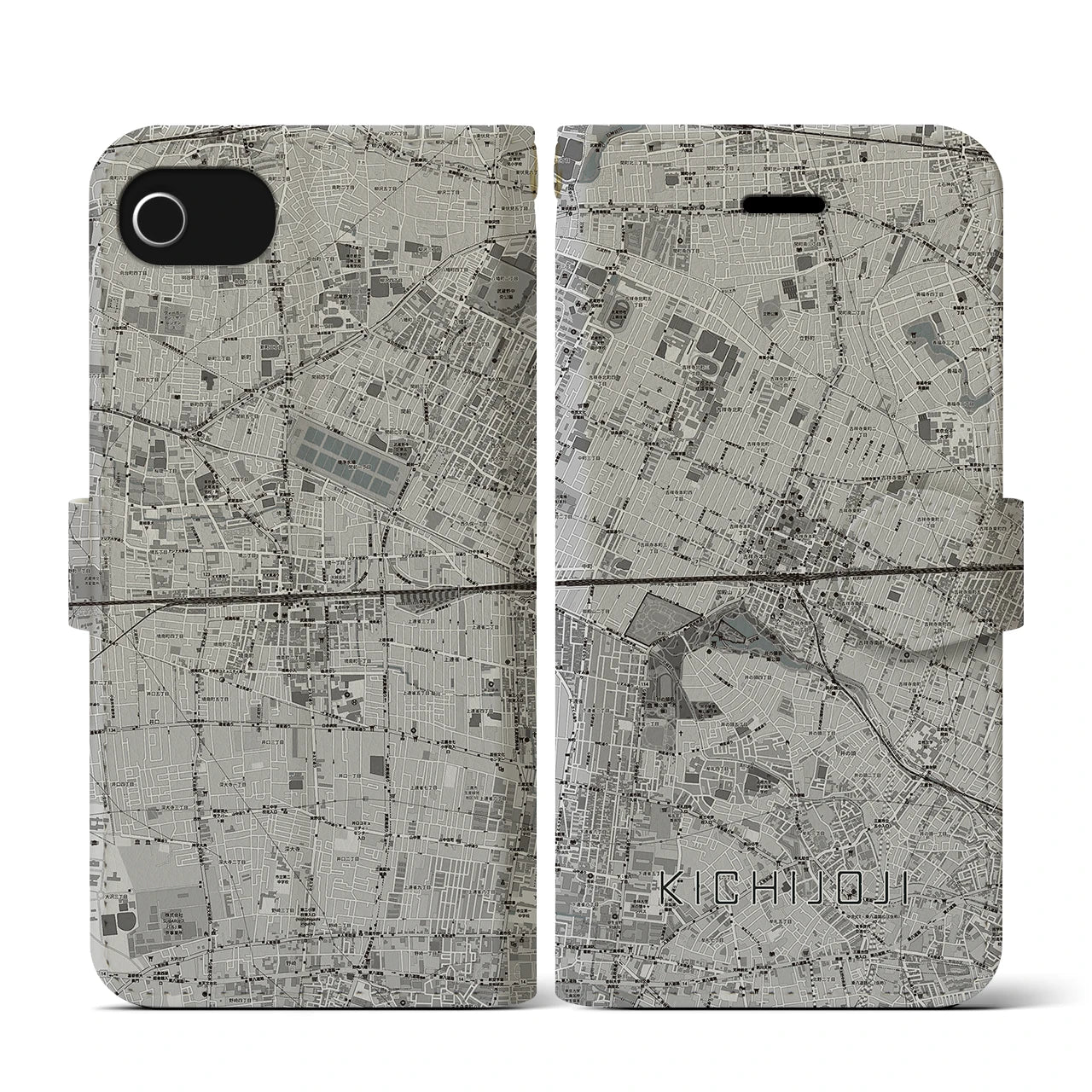 【吉祥寺2(東京都)】地図柄iPhoneケース(手帳タイプ)