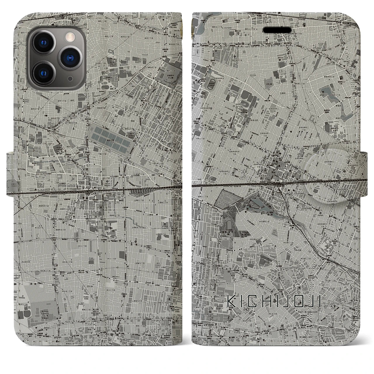 【吉祥寺2(東京都)】地図柄iPhoneケース(手帳タイプ)