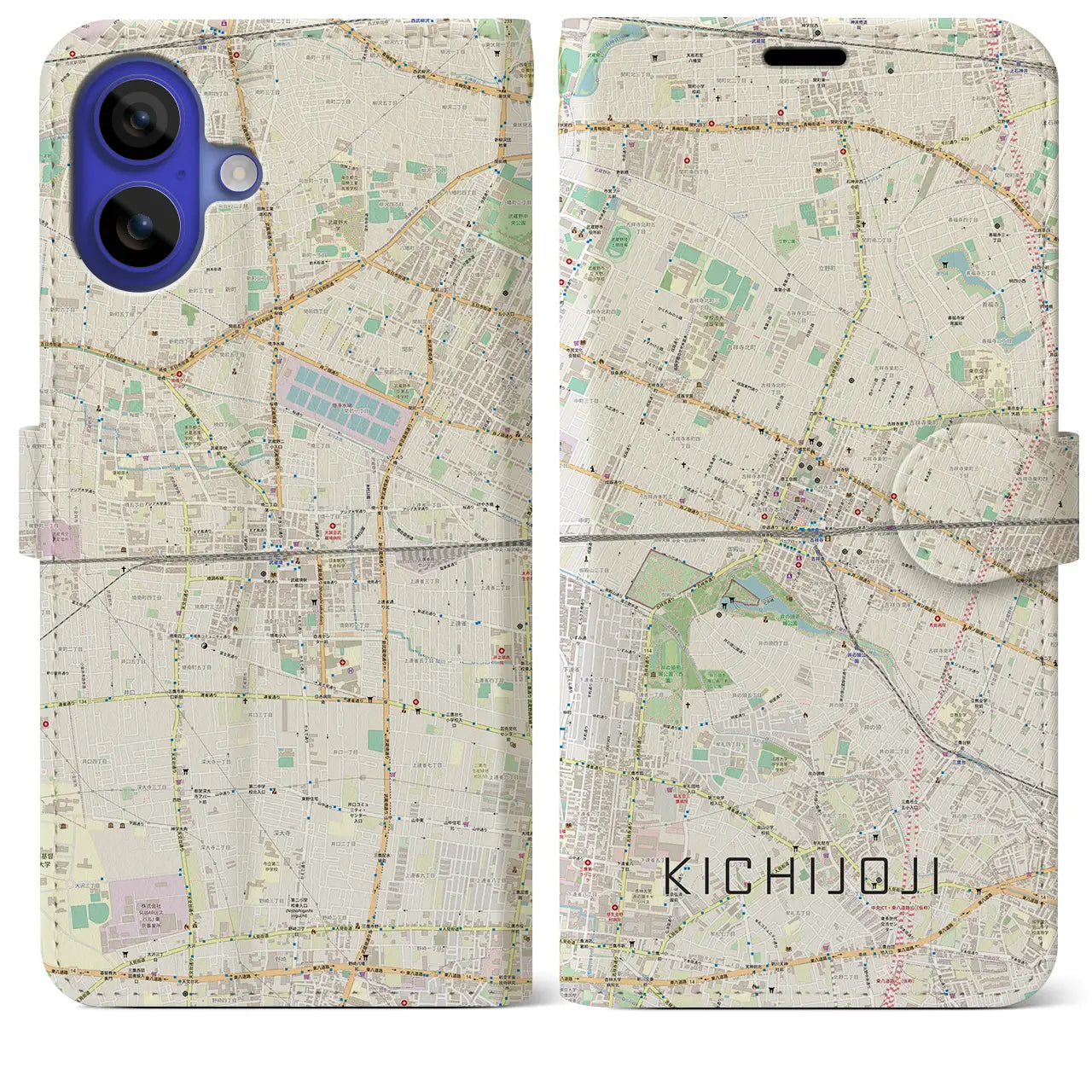 【吉祥寺2(東京都)】地図柄iPhoneケース(手帳タイプ)