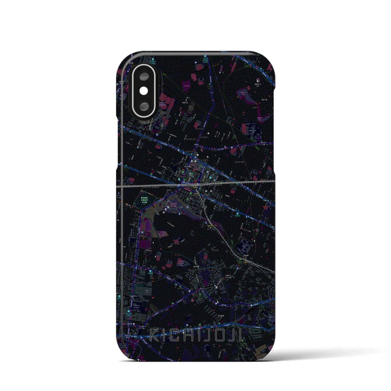 【吉祥寺(東京都)】地図柄iPhoneケース(バックカバータイプ)ブラック・iPhone XS / X 用