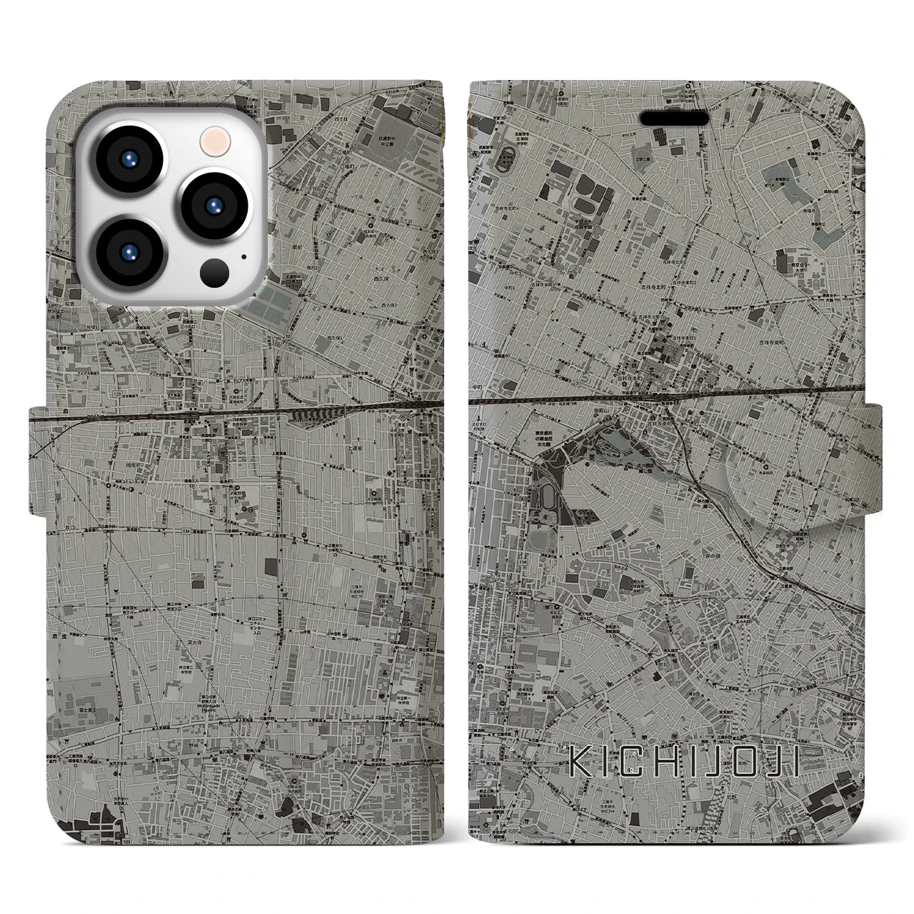 【吉祥寺(東京都)】地図柄iPhoneケース(手帳タイプ)