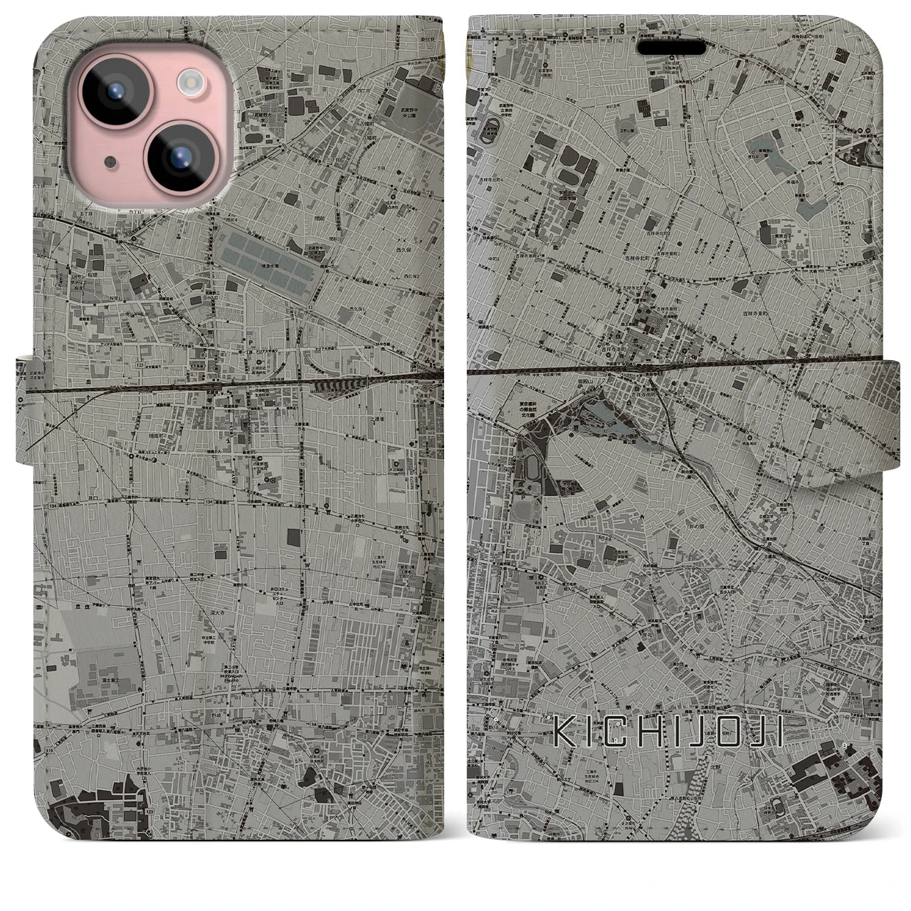 【吉祥寺(東京都)】地図柄iPhoneケース(手帳タイプ)