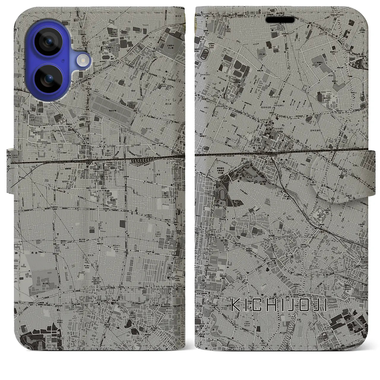 【吉祥寺(東京都)】地図柄iPhoneケース(手帳タイプ)