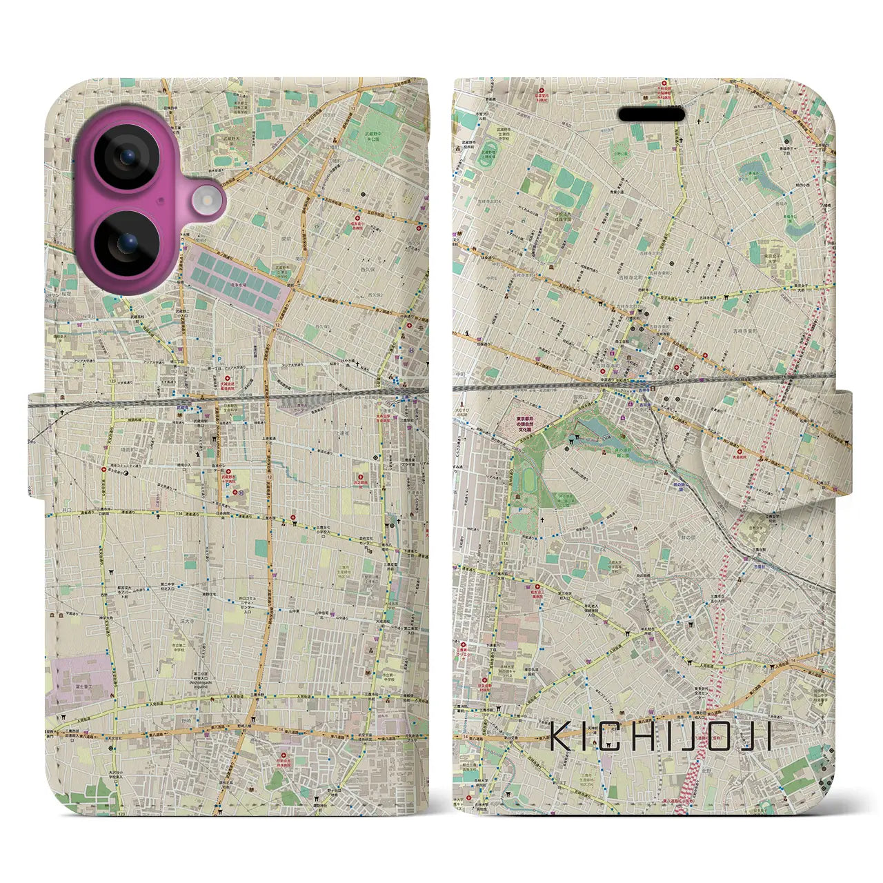 【吉祥寺(東京都)】地図柄iPhoneケース(手帳タイプ)