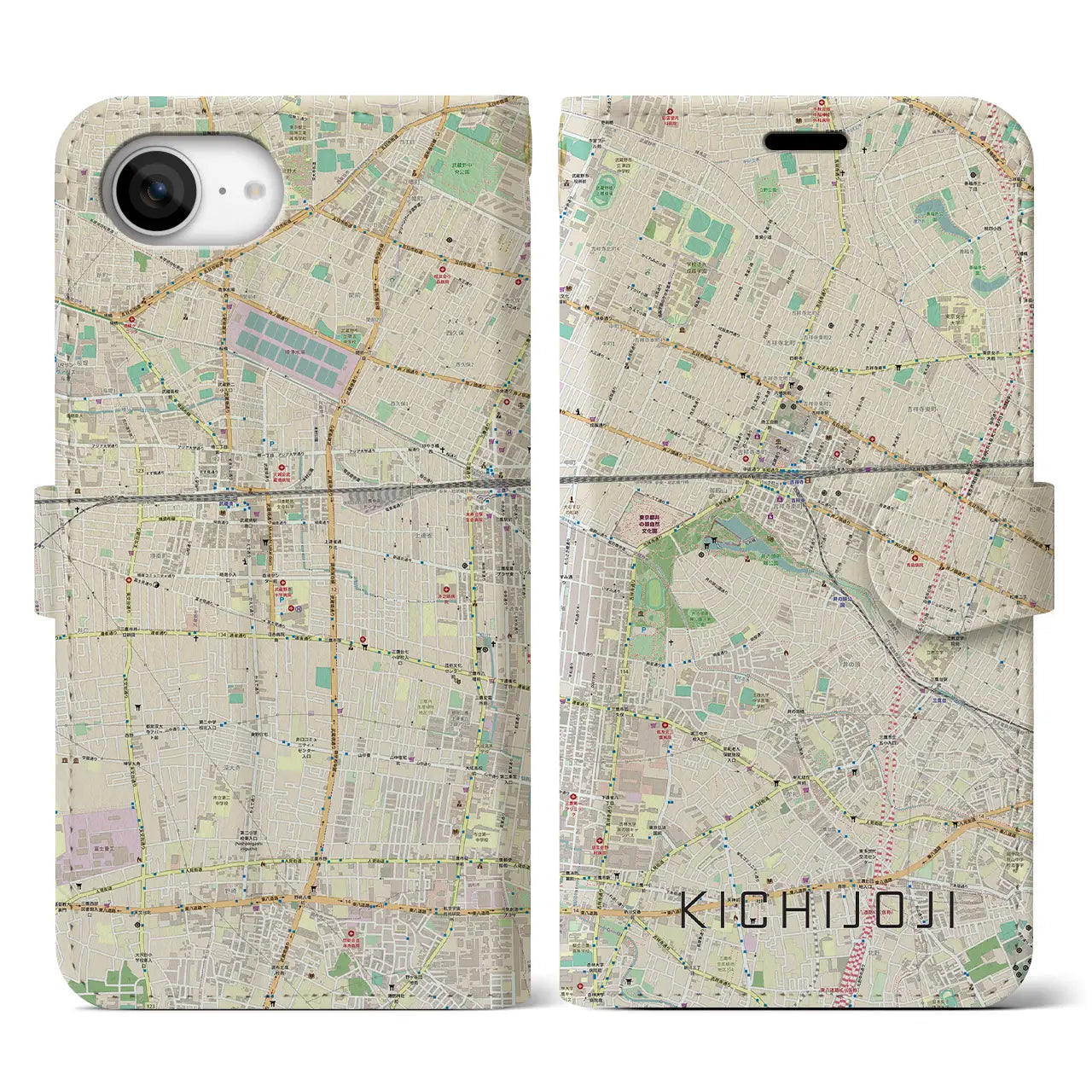 【吉祥寺(東京都)】地図柄iPhoneケース(手帳タイプ)