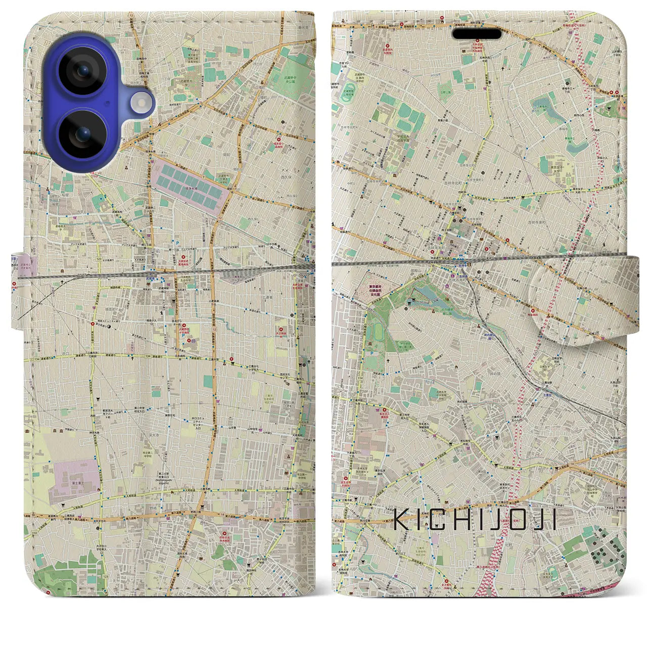 【吉祥寺(東京都)】地図柄iPhoneケース(手帳タイプ)