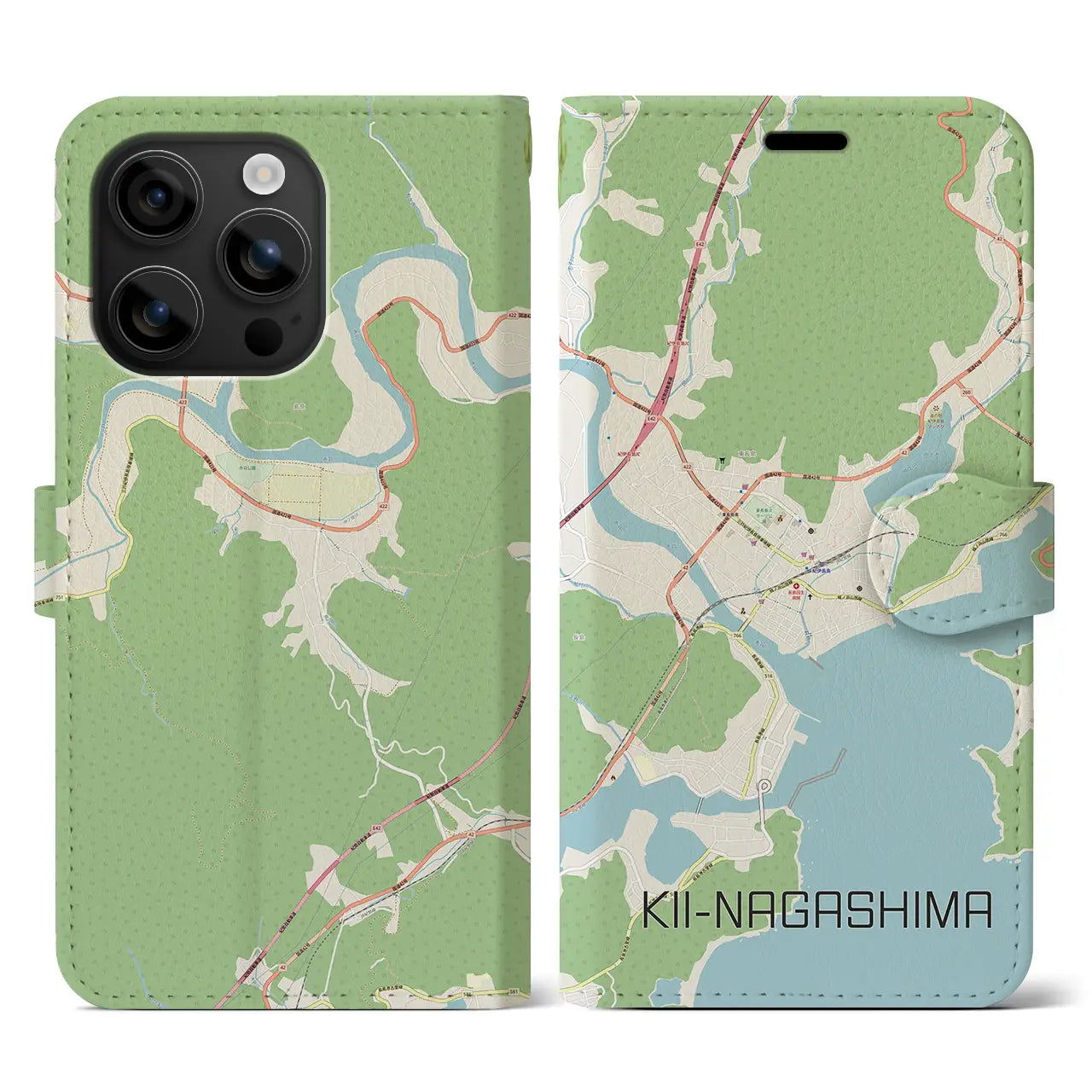 【紀伊長島(三重県)】地図柄iPhoneケース(手帳タイプ)ナチュラル・iPhone 16 用
