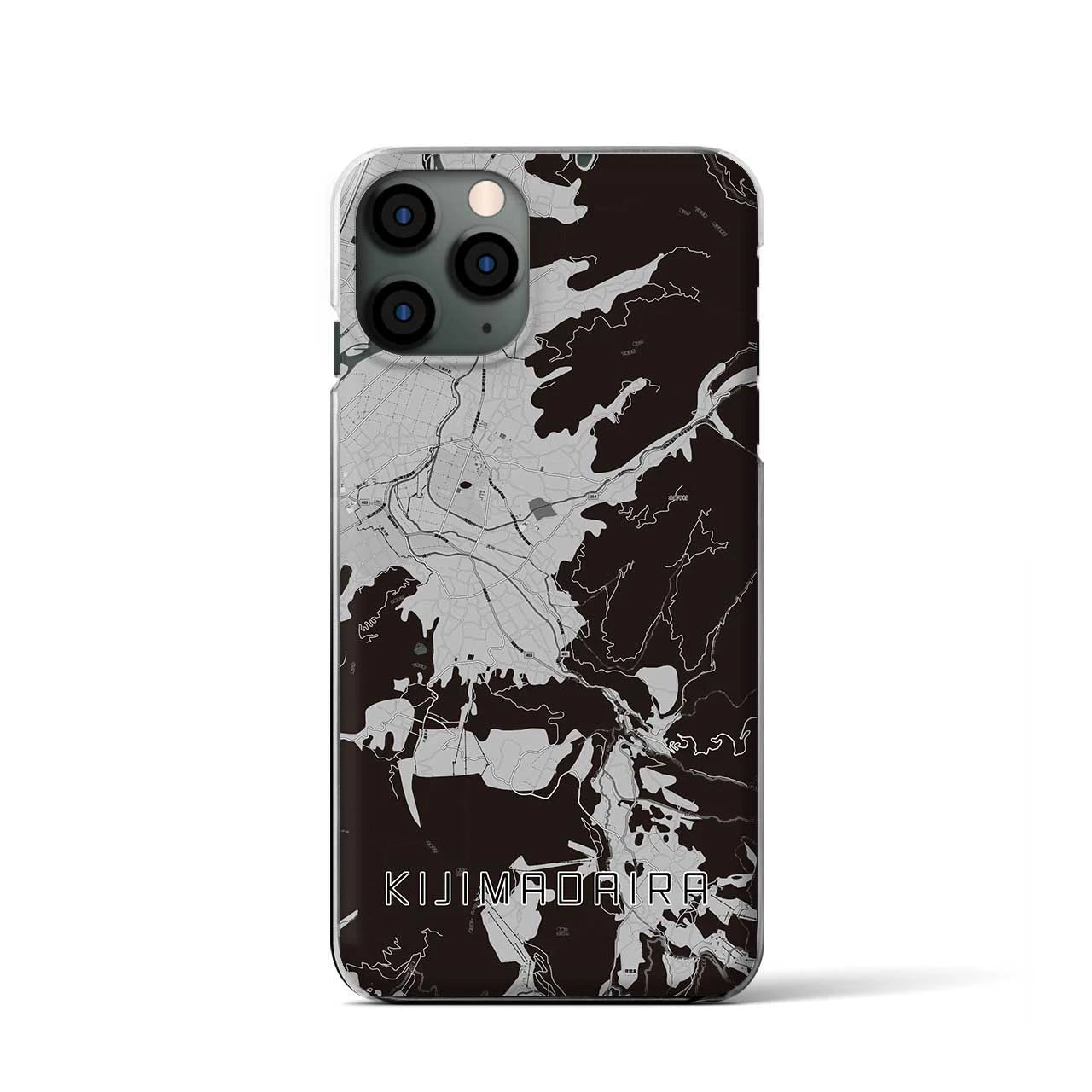 【木島平(長野県)】地図柄iPhoneケース(クリアタイプ)モノトーン・iPhone 11 Pro 用