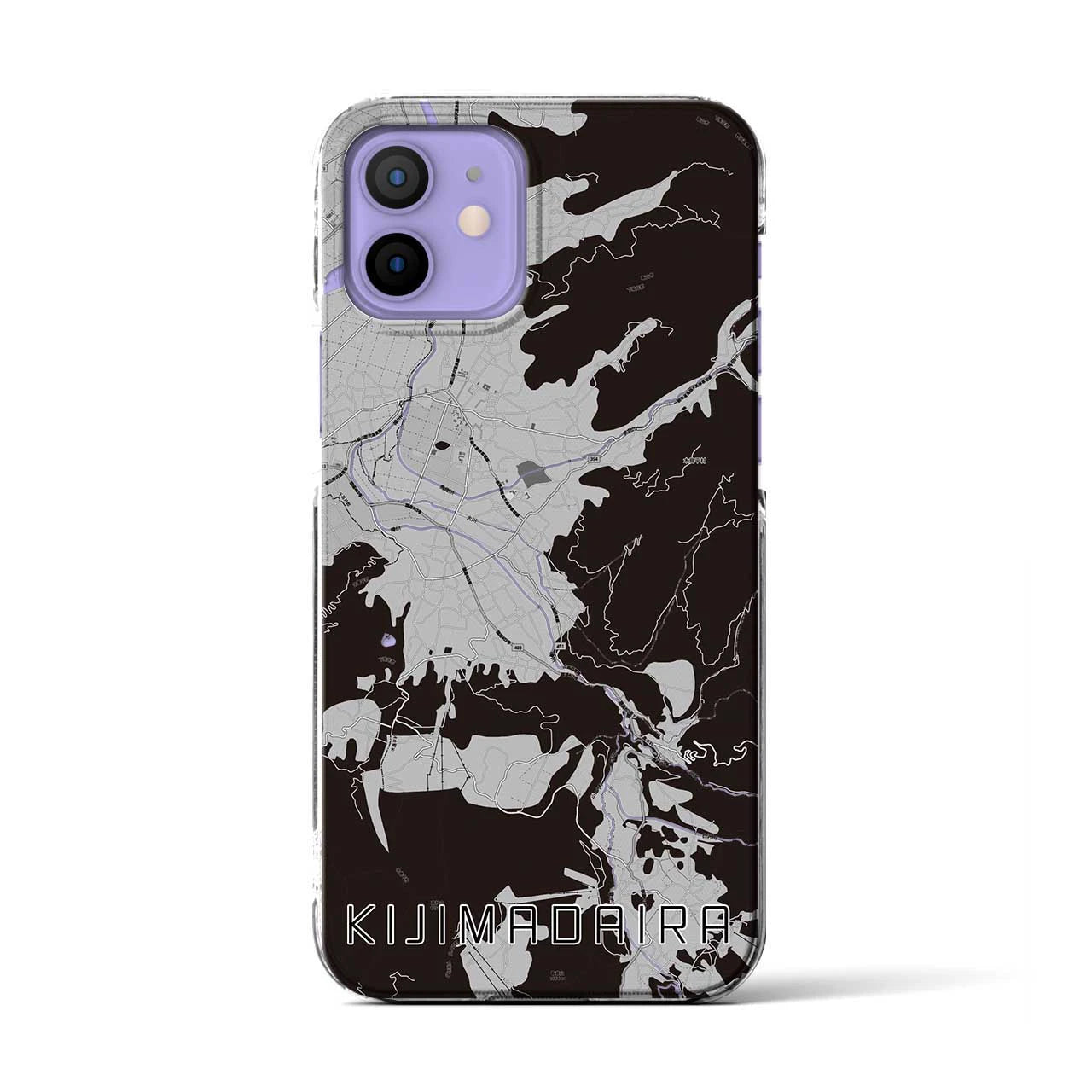 【木島平(長野県)】地図柄iPhoneケース(クリアタイプ)モノトーン・iPhone 12 / 12 Pro 用