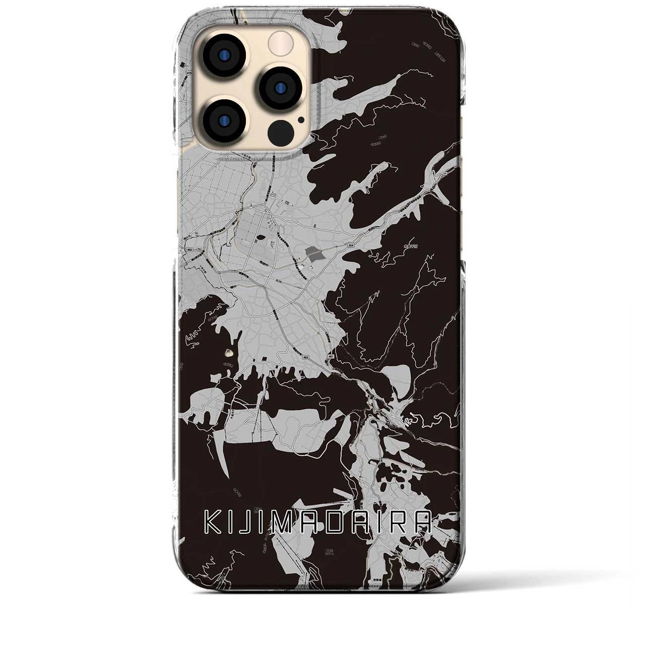 【木島平(長野県)】地図柄iPhoneケース(クリアタイプ)モノトーン・iPhone 12 Pro Max 用