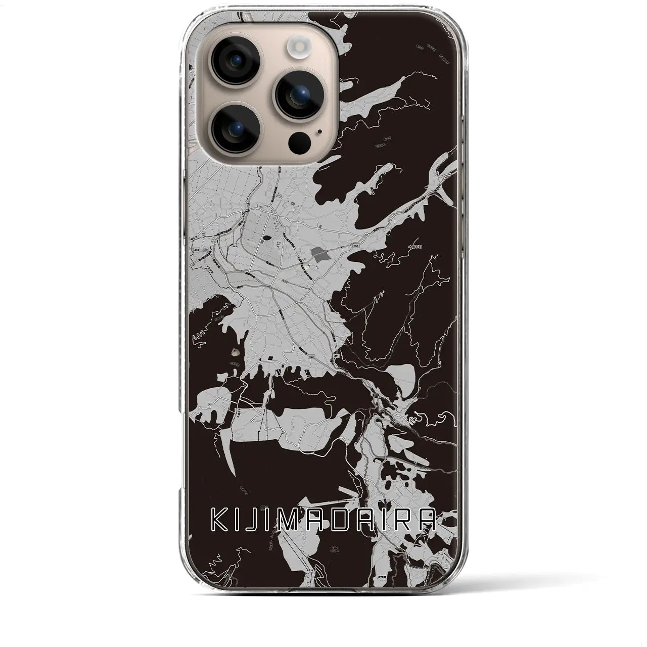 【木島平(長野県)】地図柄iPhoneケース(クリアタイプ)モノトーン・iPhone 16 Plus 用