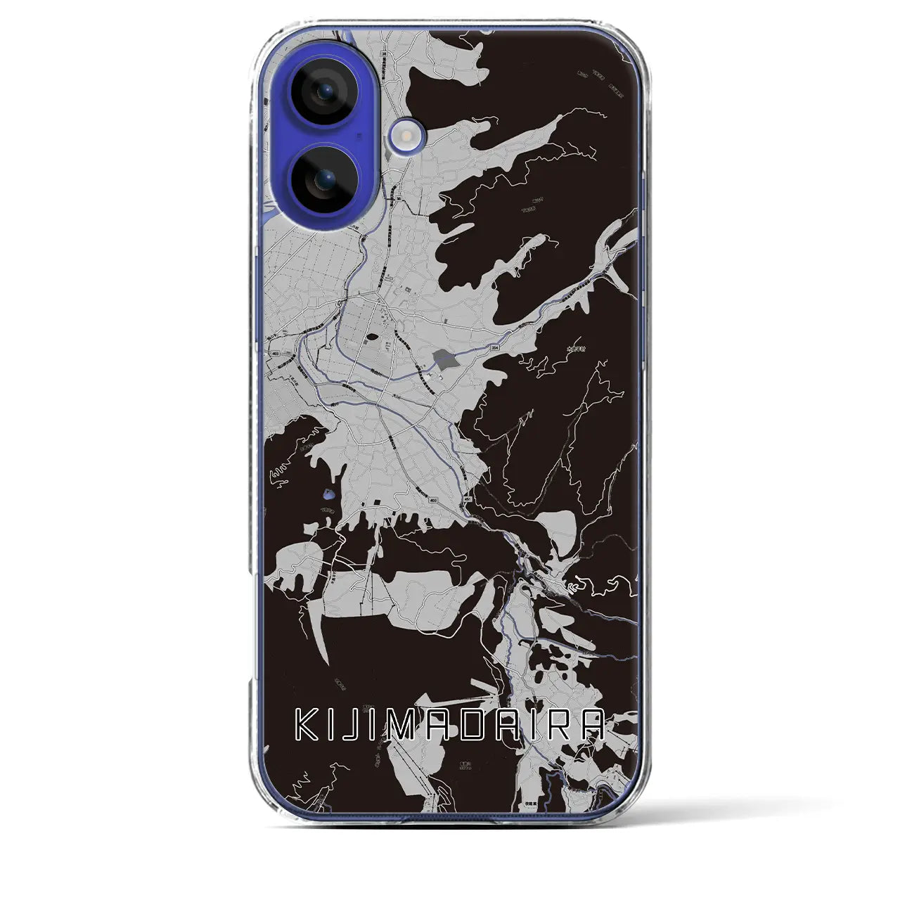 【木島平(長野県)】地図柄iPhoneケース(クリアタイプ)モノトーン・iPhone 16 Pro Max 用