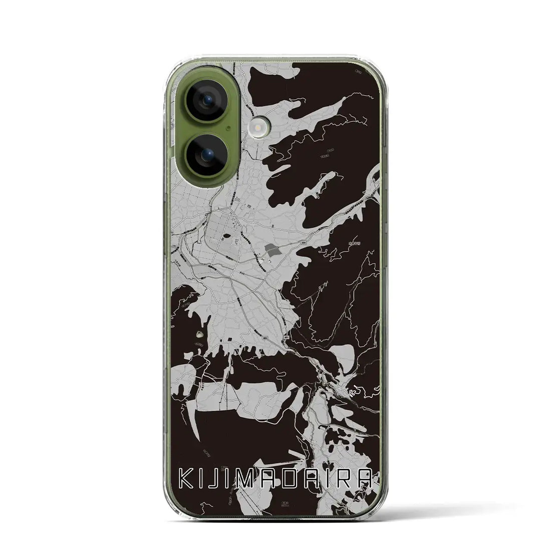 【木島平(長野県)】地図柄iPhoneケース(クリアタイプ)モノトーン・iPhone 17 Pro Max 用