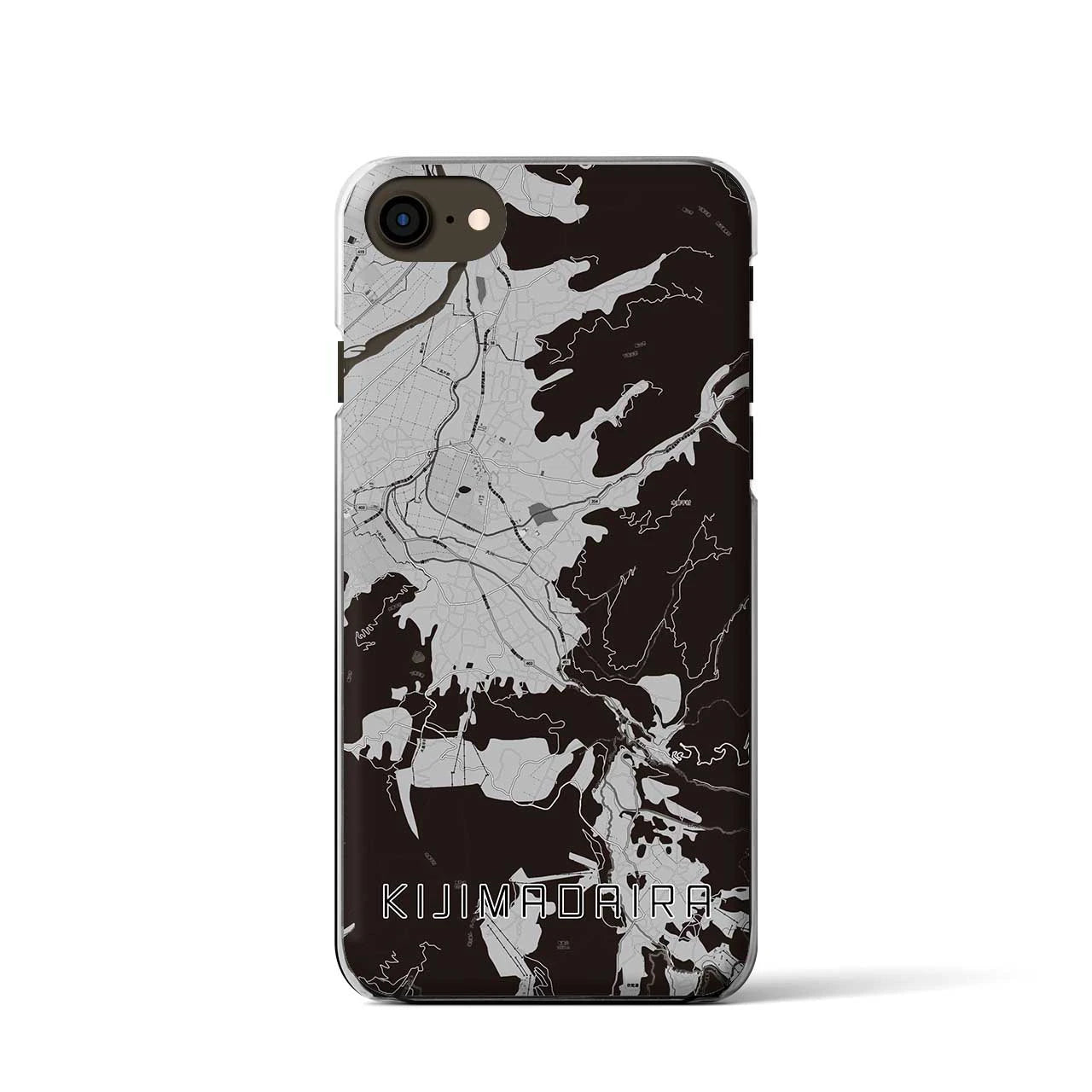 【木島平(長野県)】地図柄iPhoneケース(クリアタイプ)モノトーン・iPhone SE(第3 / 第2世代) / 8 / 7 / 6s / 6 用