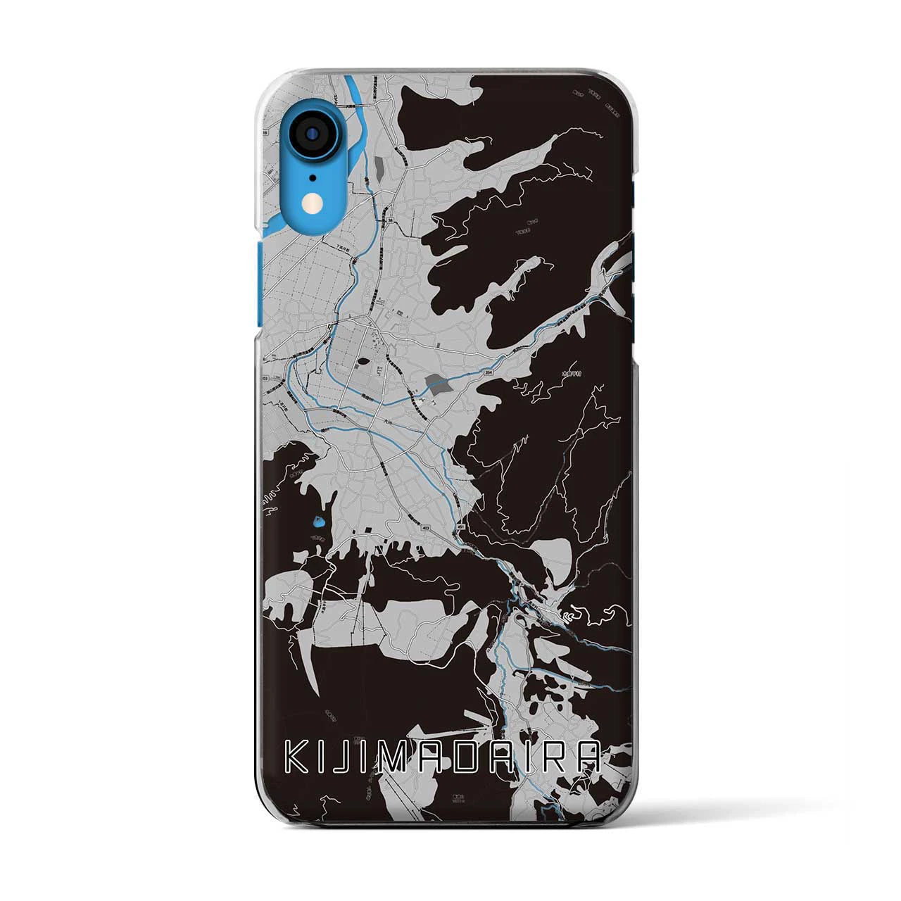 【木島平(長野県)】地図柄iPhoneケース(クリアタイプ)モノトーン・iPhone XR 用