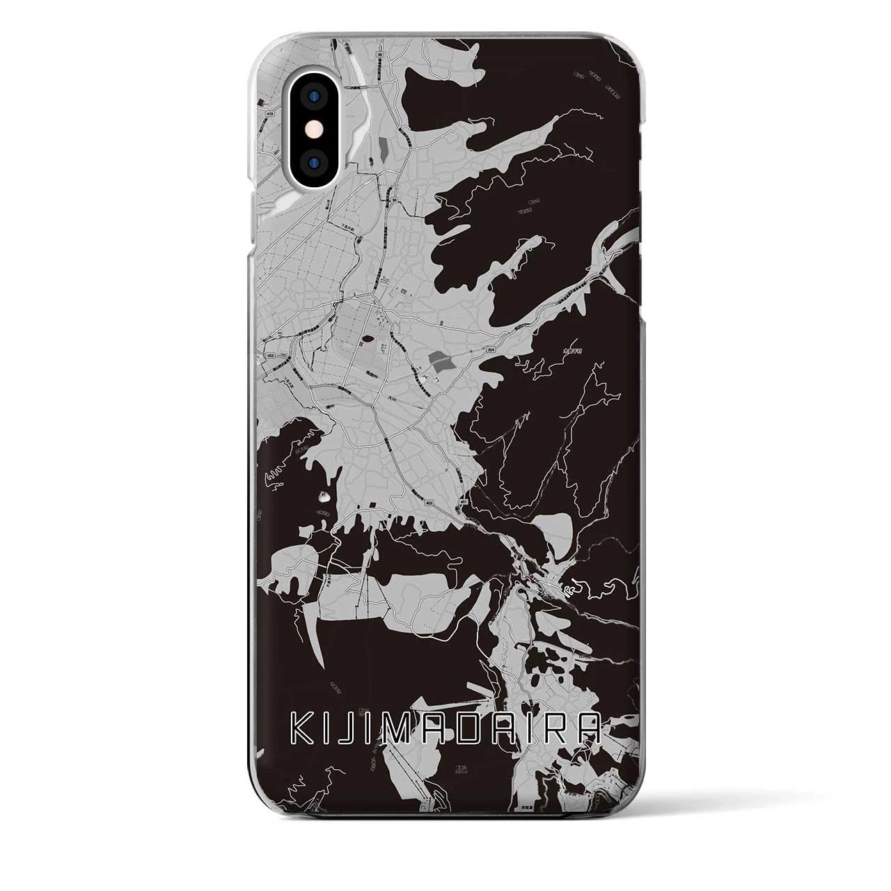 【木島平(長野県)】地図柄iPhoneケース(クリアタイプ)モノトーン・iPhone XS Max 用