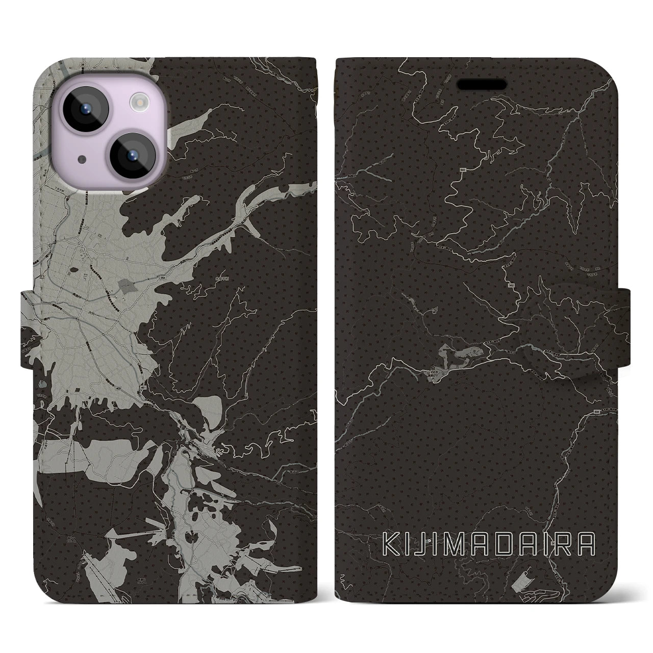 【木島平(長野県)】地図柄iPhoneケース(手帳タイプ)