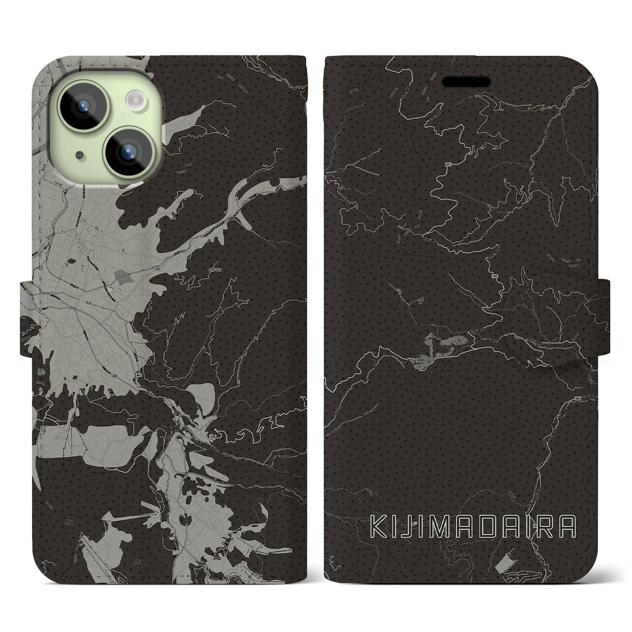 【木島平(長野県)】地図柄iPhoneケース(手帳タイプ)