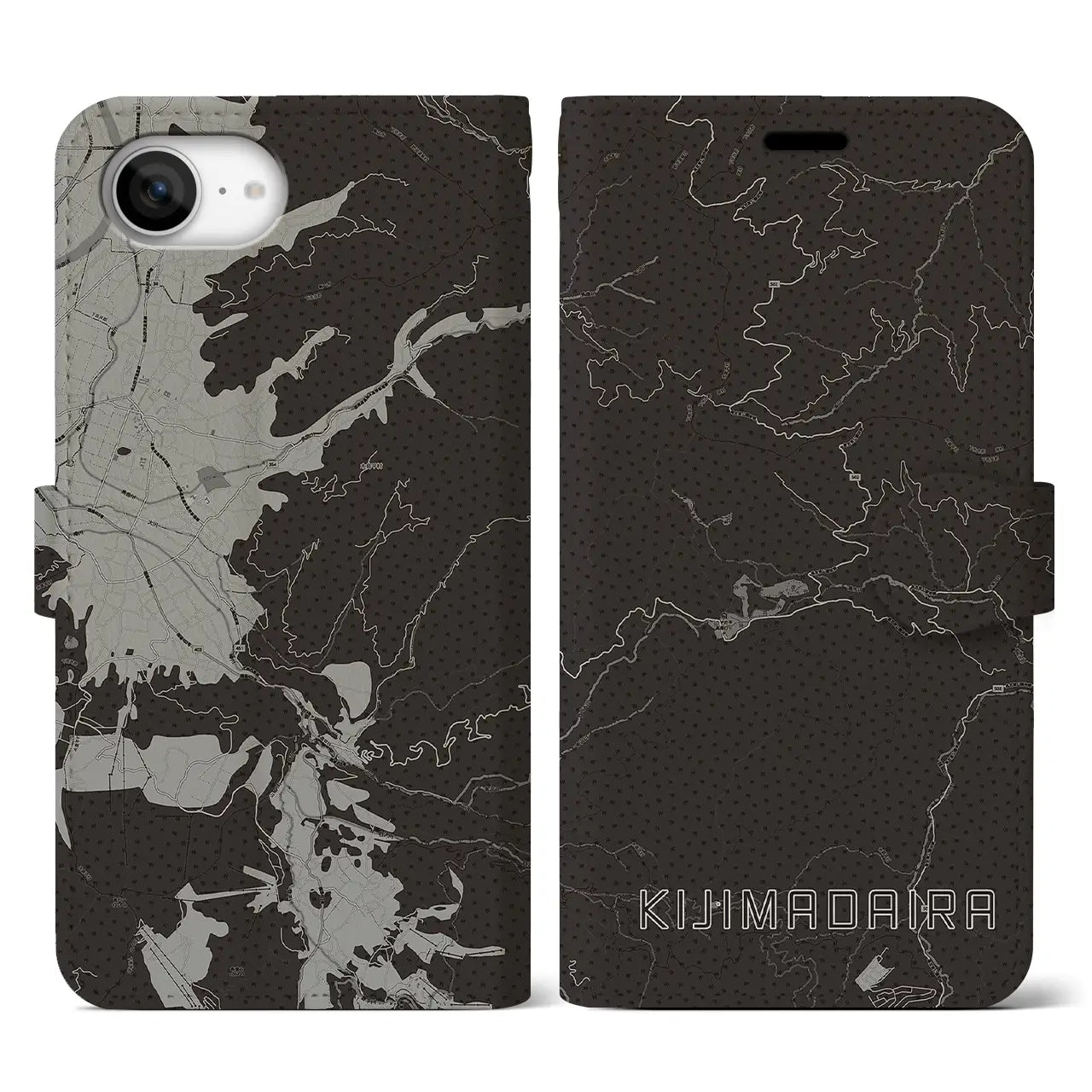 【木島平(長野県)】地図柄iPhoneケース(手帳タイプ)