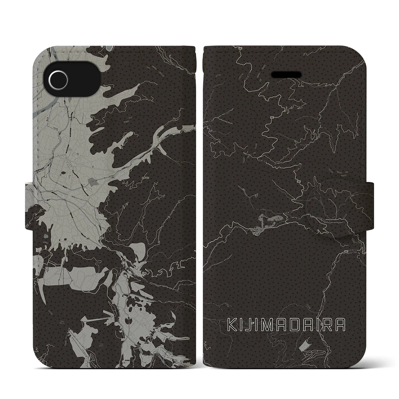 【木島平(長野県)】地図柄iPhoneケース(手帳タイプ)