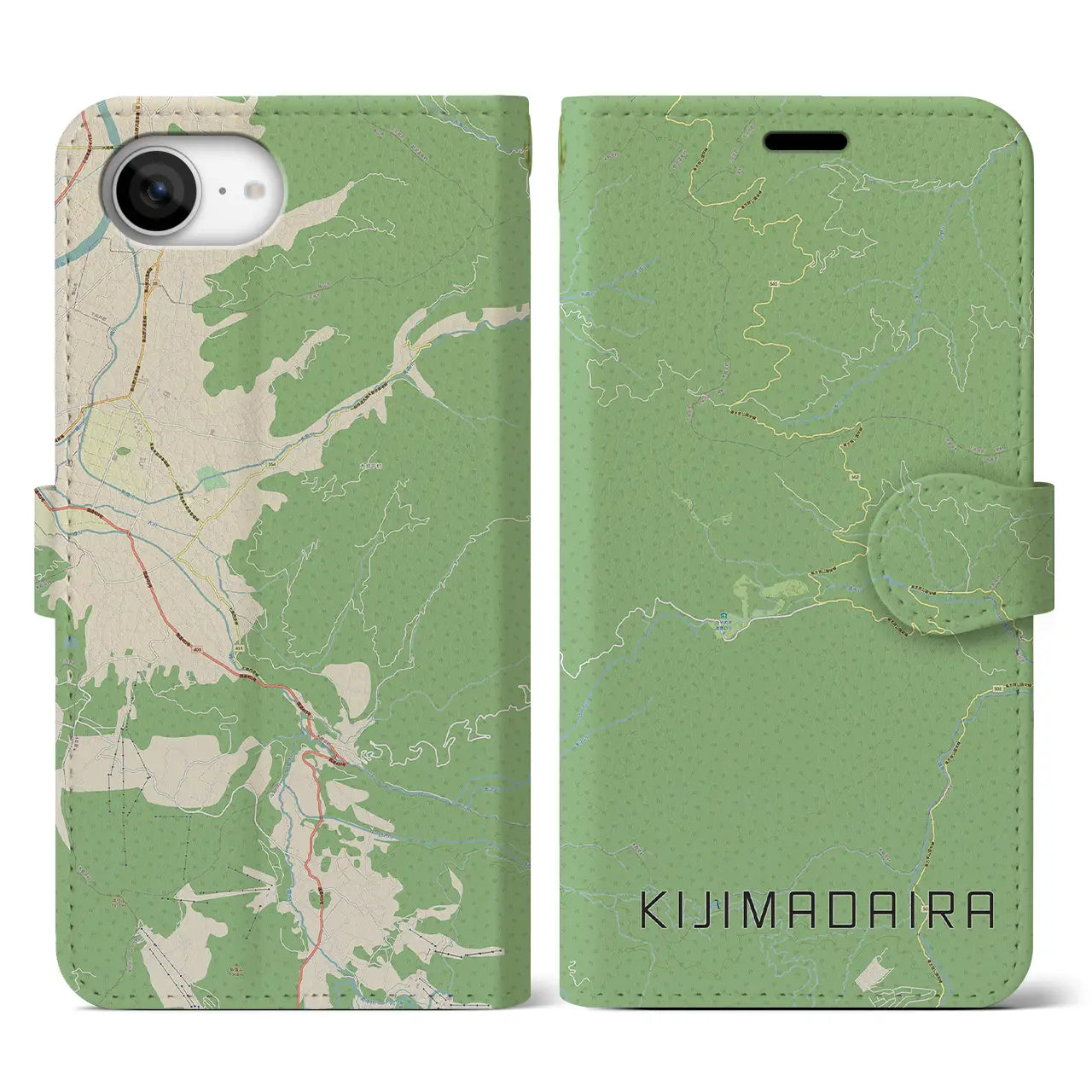 【木島平(長野県)】地図柄iPhoneケース(手帳タイプ)