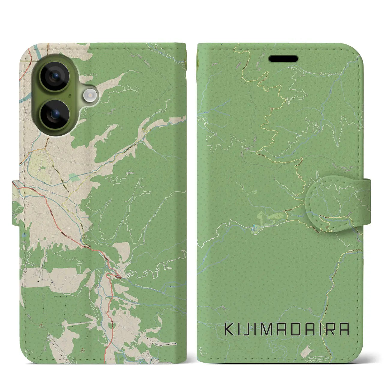 【木島平(長野県)】地図柄iPhoneケース(手帳タイプ)