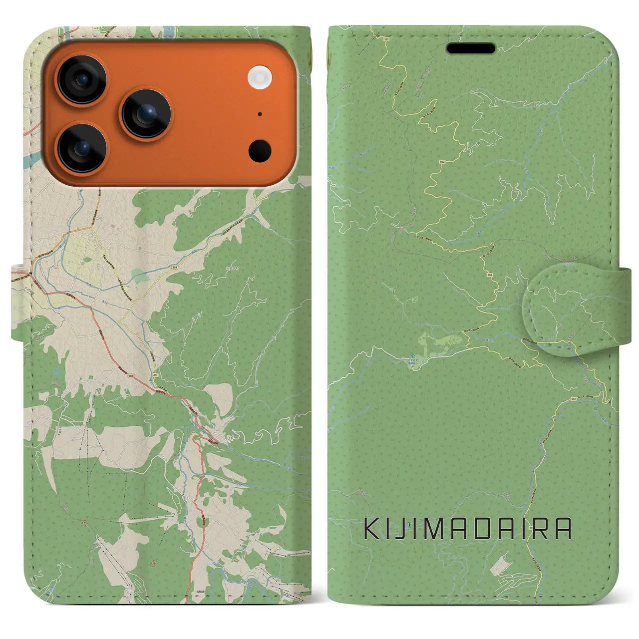 【木島平(長野県)】地図柄iPhoneケース(手帳タイプ)