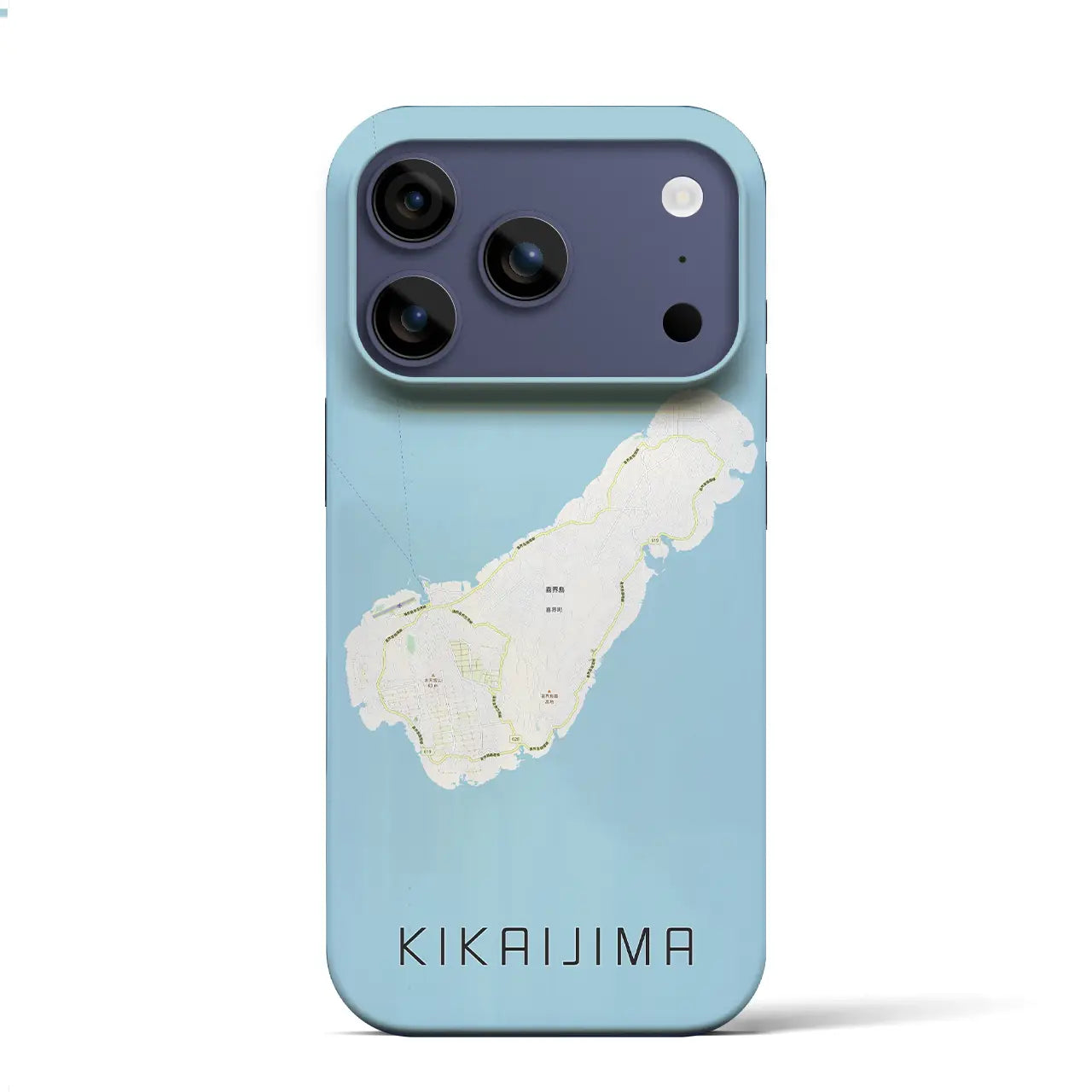 【喜界島(鹿児島県)】地図柄iPhoneケース(バックカバータイプ)ブラック・iPhone 17 Pro Max 用