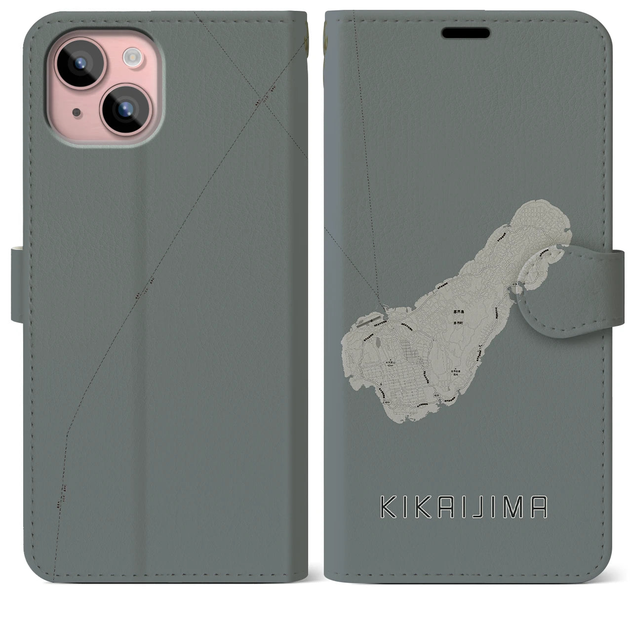 【喜界島(鹿児島県)】地図柄iPhoneケース(手帳タイプ)