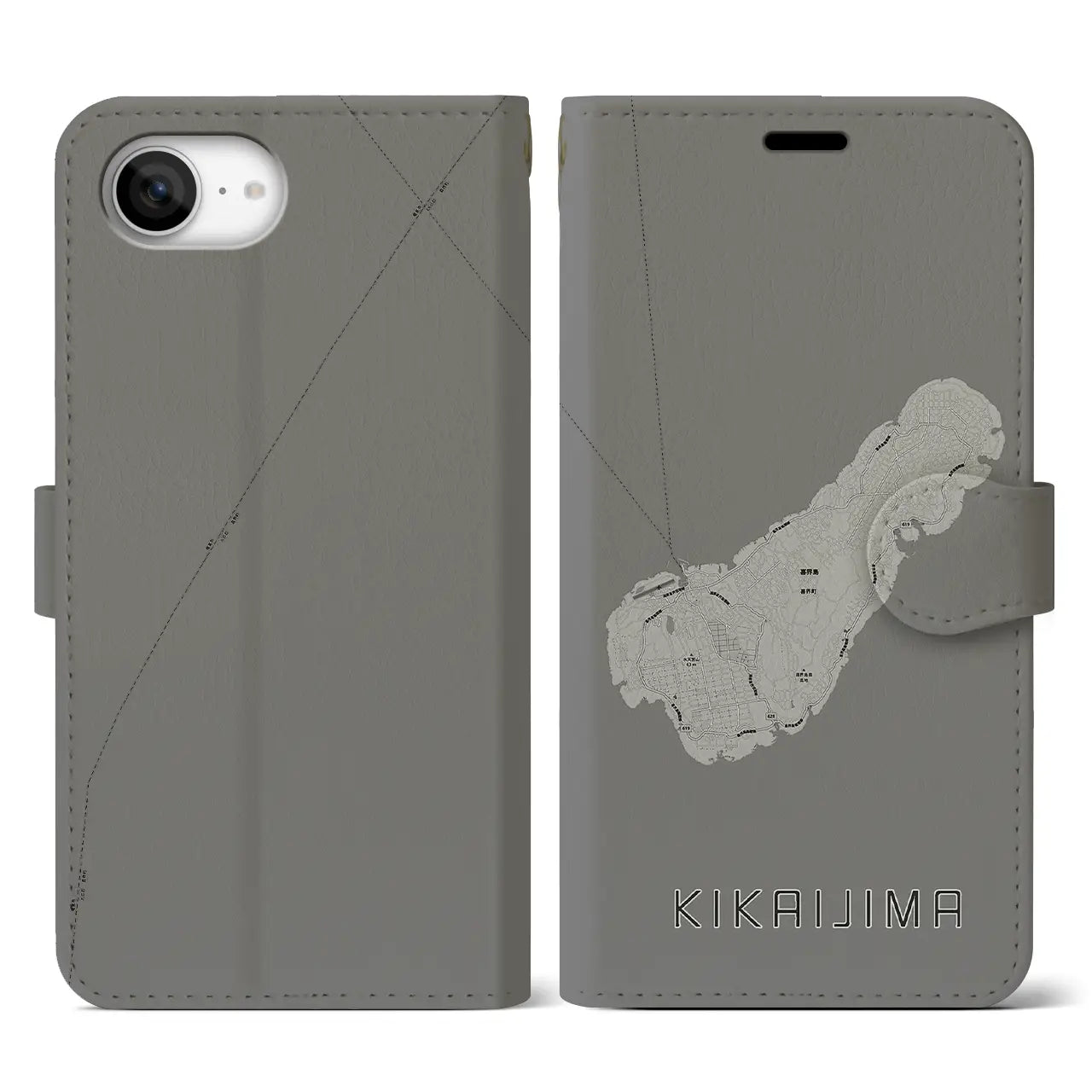 【喜界島(鹿児島県)】地図柄iPhoneケース(手帳タイプ)