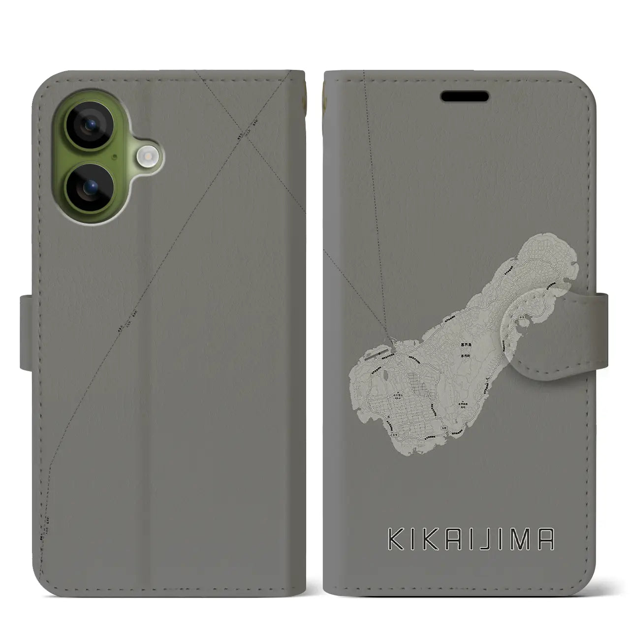 【喜界島(鹿児島県)】地図柄iPhoneケース(手帳タイプ)