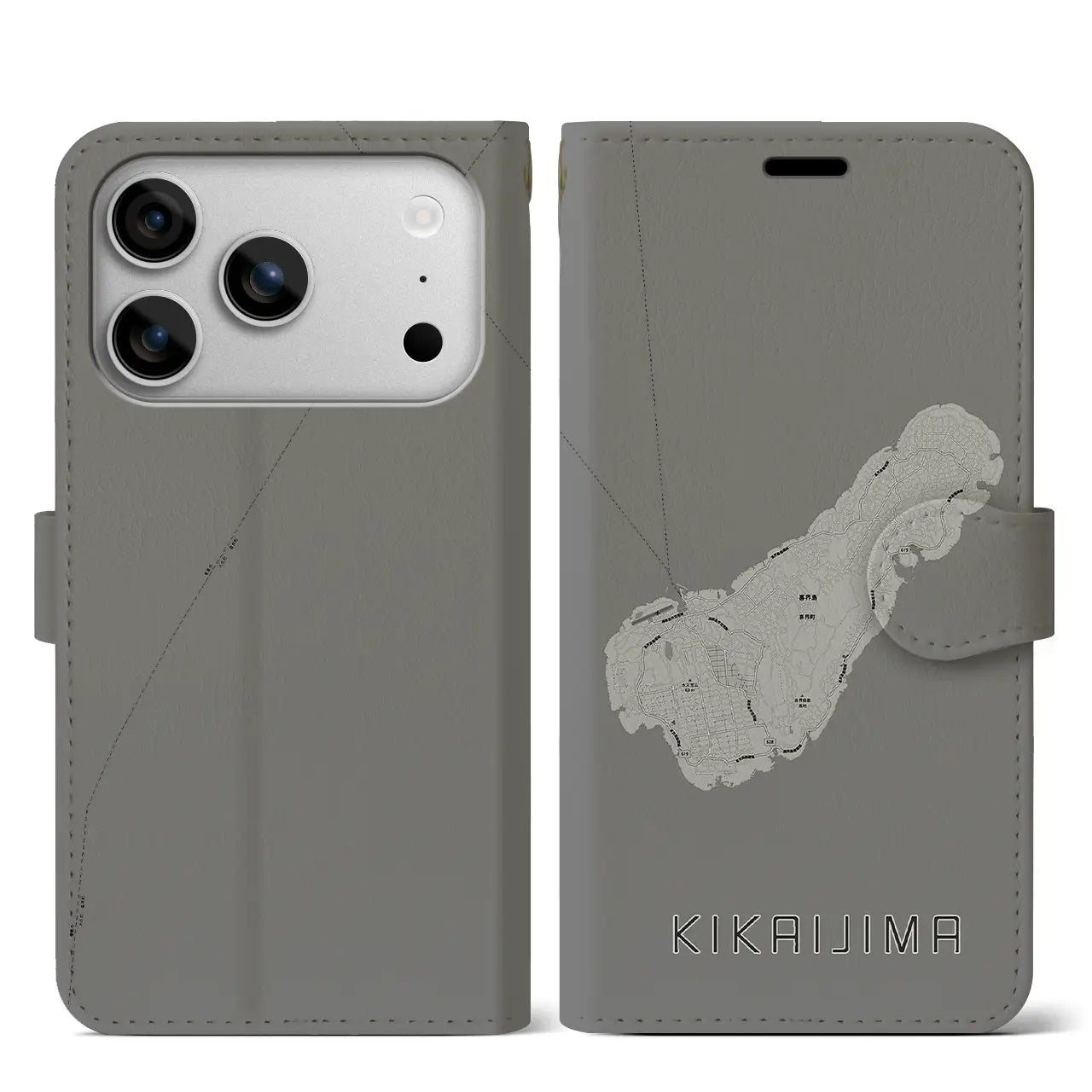 【喜界島(鹿児島県)】地図柄iPhoneケース(手帳タイプ)