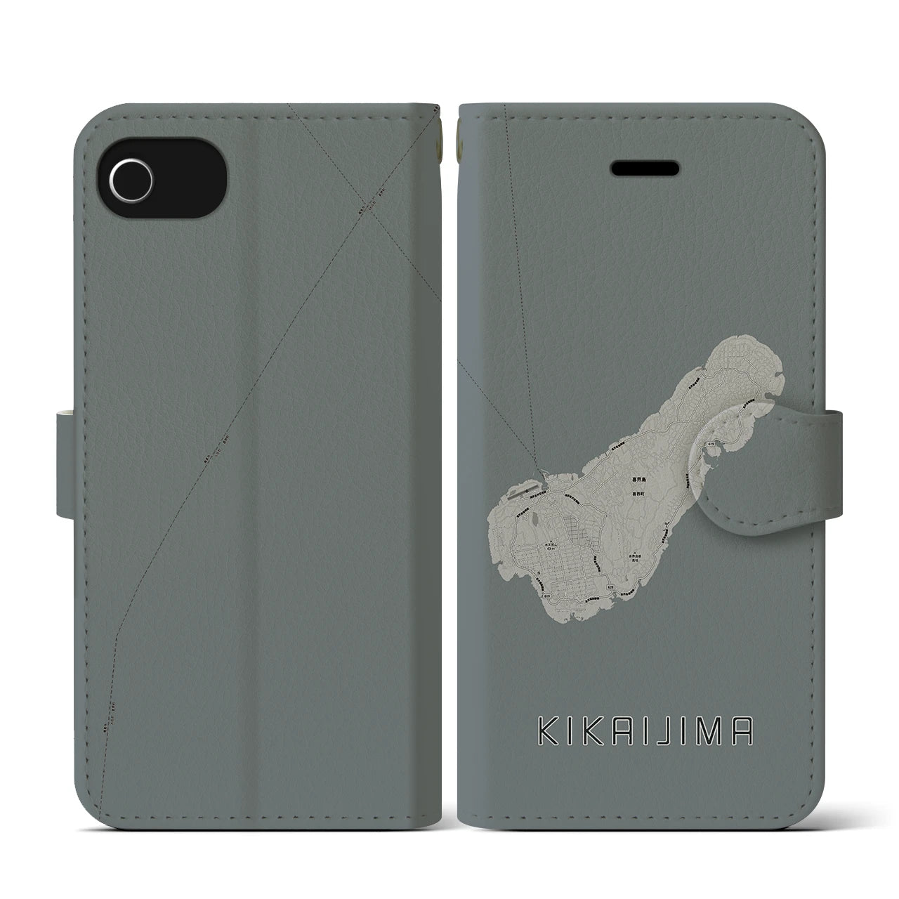 【喜界島(鹿児島県)】地図柄iPhoneケース(手帳タイプ)