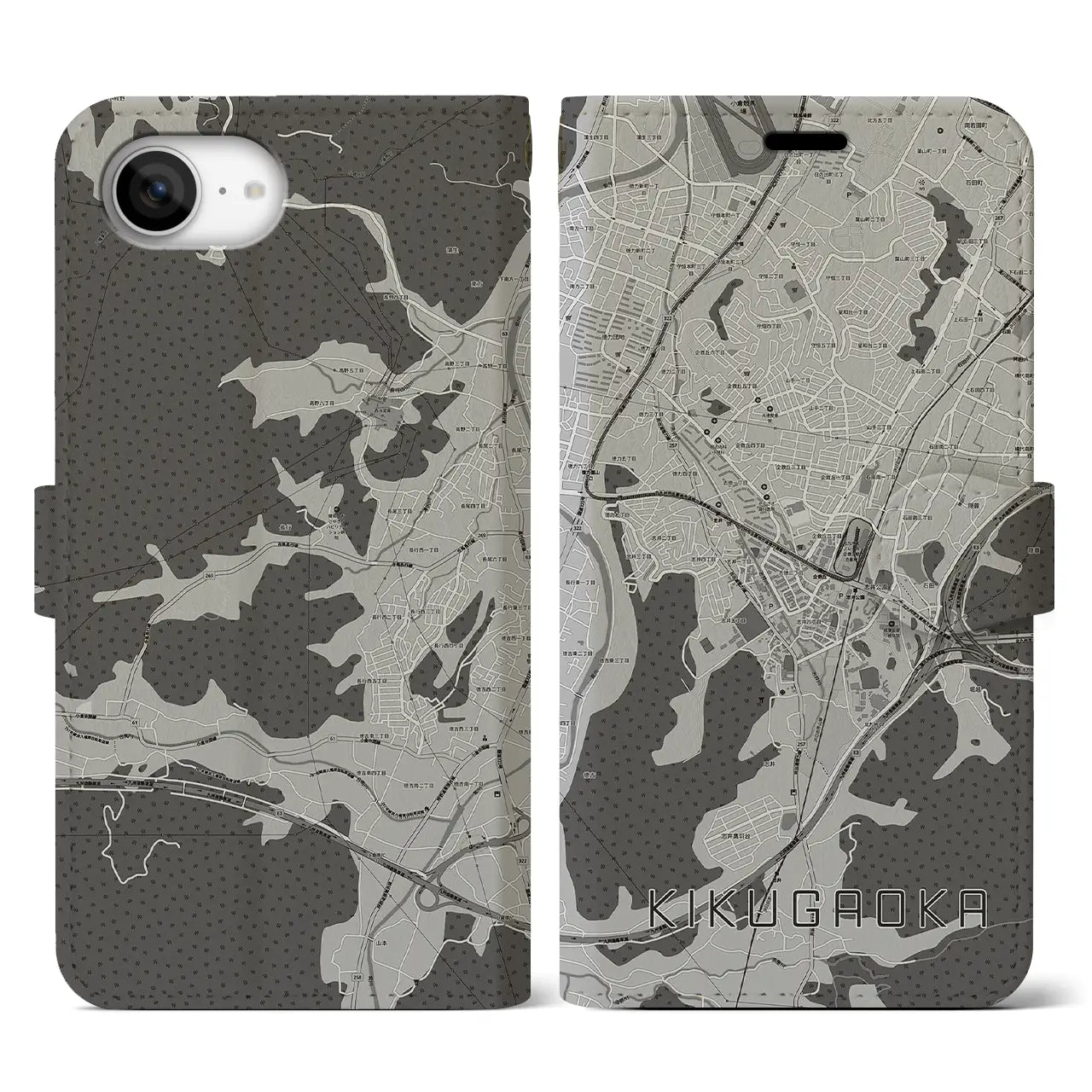 【企救丘(福岡県)】地図柄iPhoneケース(手帳タイプ)