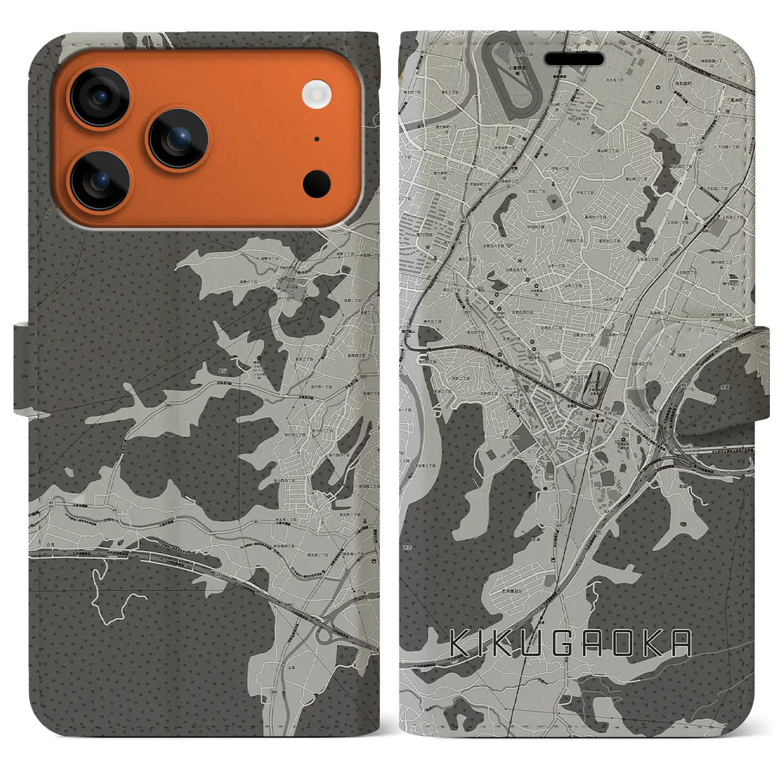 【企救丘(福岡県)】地図柄iPhoneケース(手帳タイプ)