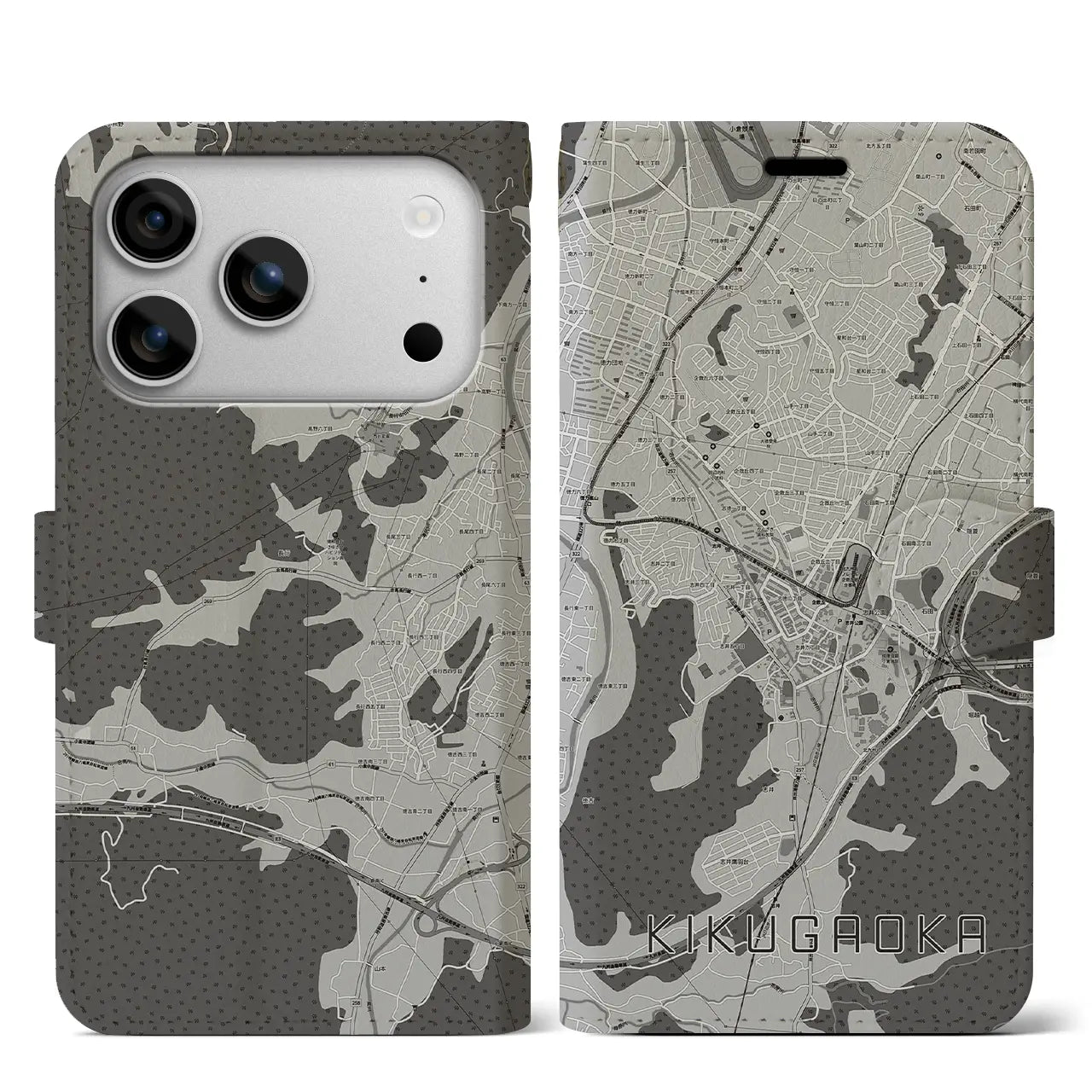 【企救丘(福岡県)】地図柄iPhoneケース(手帳タイプ)