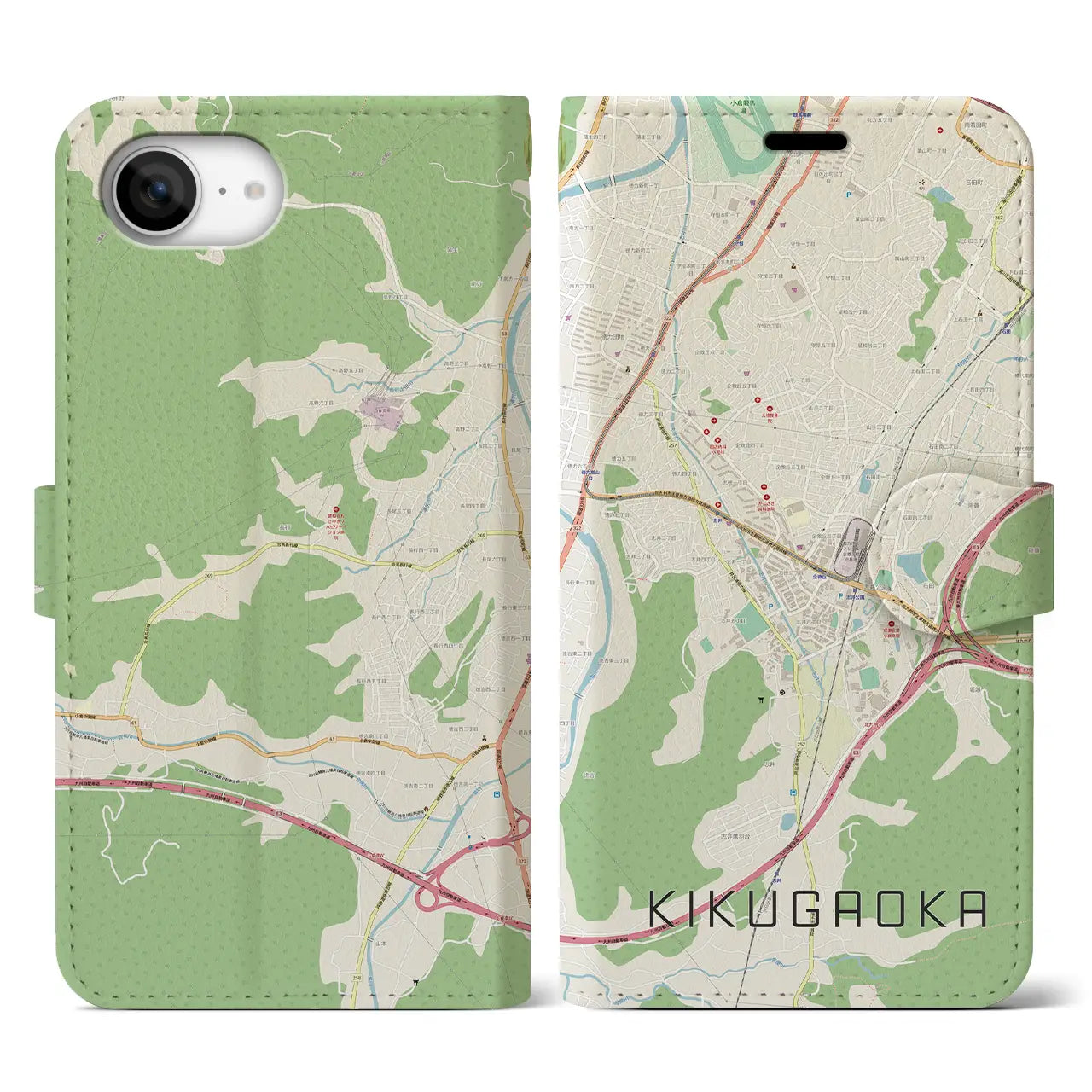 【企救丘(福岡県)】地図柄iPhoneケース(手帳タイプ)