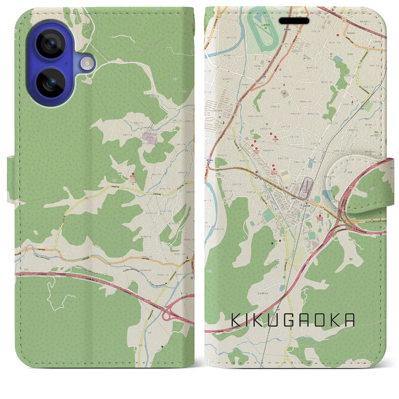 【企救丘(福岡県)】地図柄iPhoneケース(手帳タイプ)