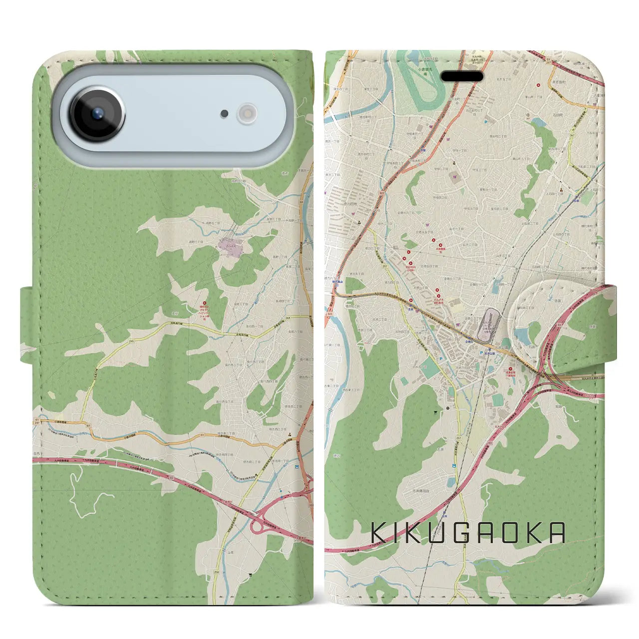 【企救丘(福岡県)】地図柄iPhoneケース(手帳タイプ)