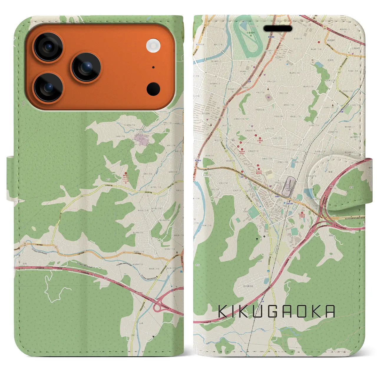 【企救丘(福岡県)】地図柄iPhoneケース(手帳タイプ)