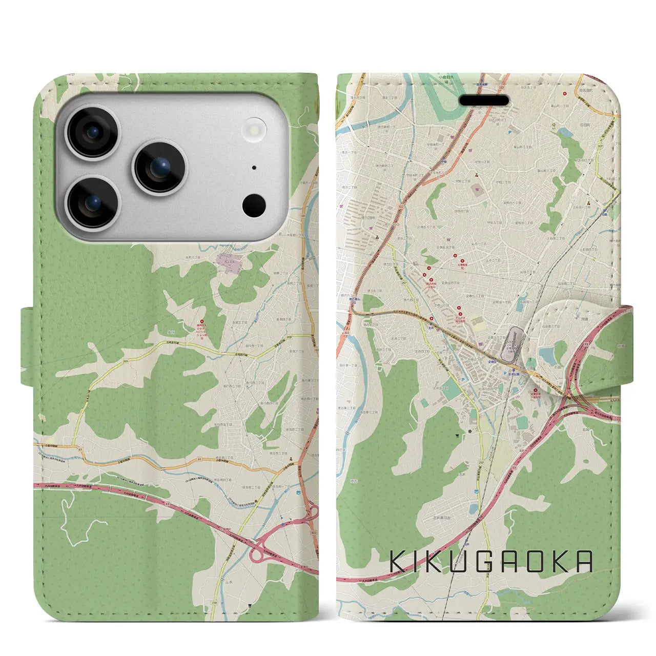 【企救丘(福岡県)】地図柄iPhoneケース(手帳タイプ)