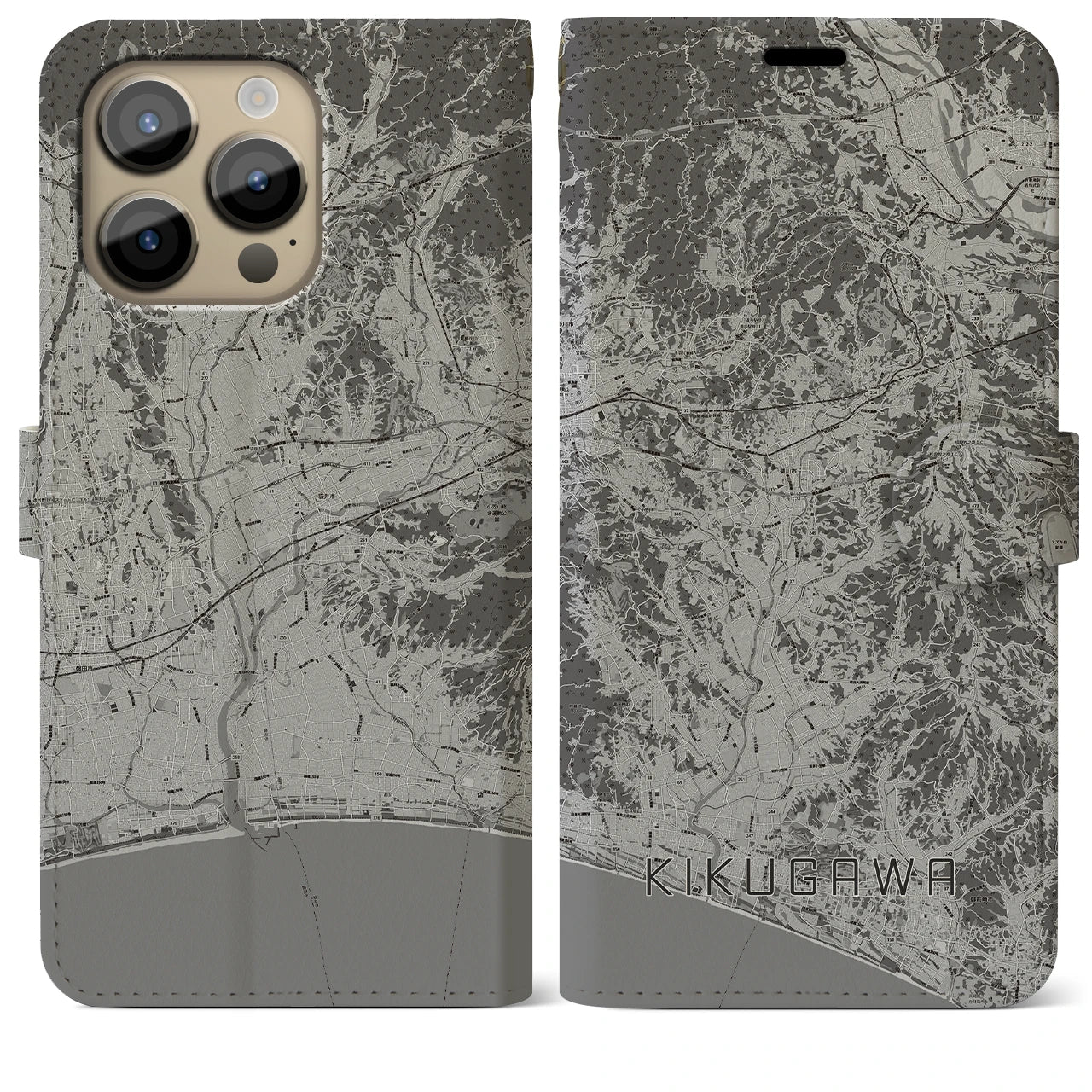 【菊川(静岡県)】地図柄iPhoneケース(手帳タイプ)