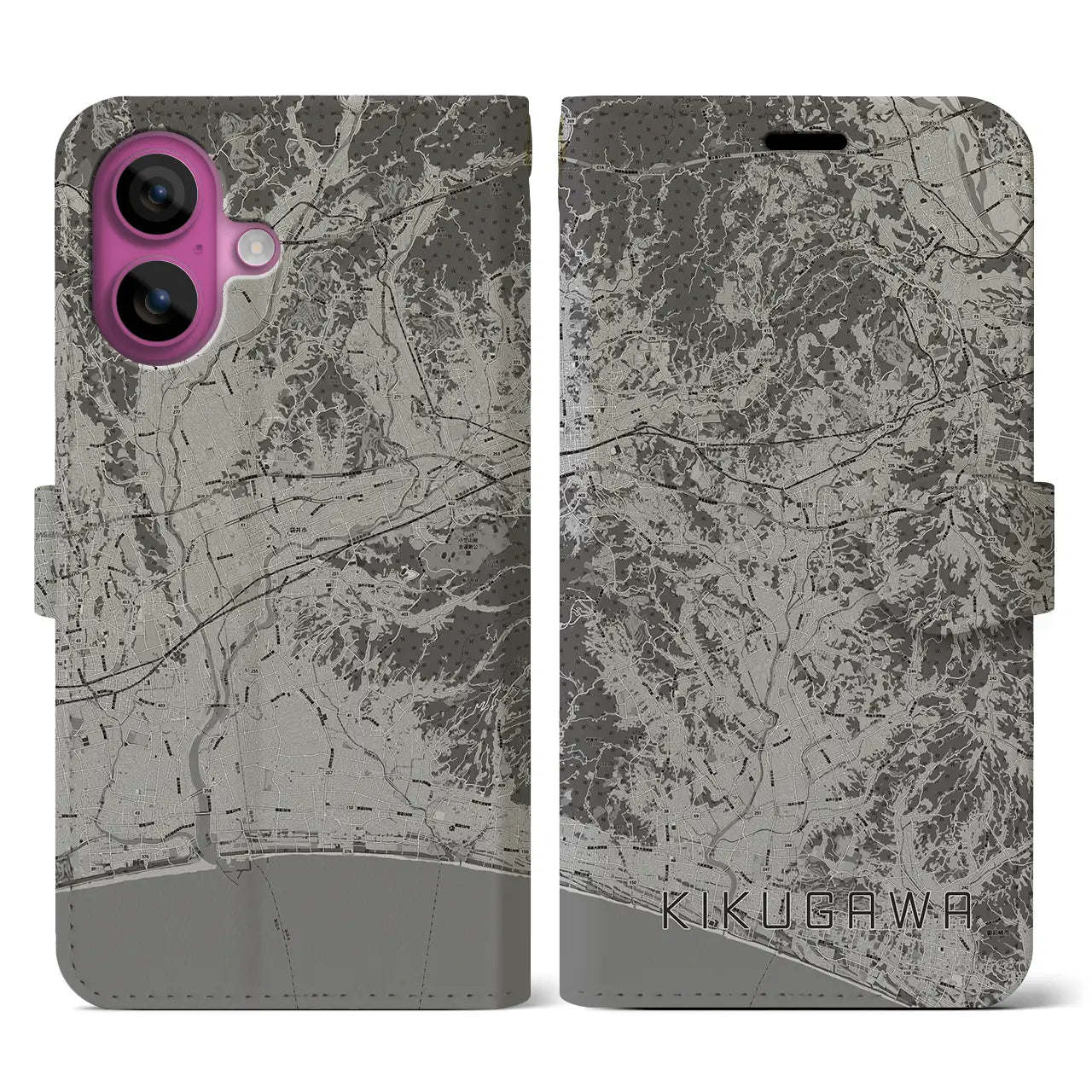【菊川(静岡県)】地図柄iPhoneケース(手帳タイプ)