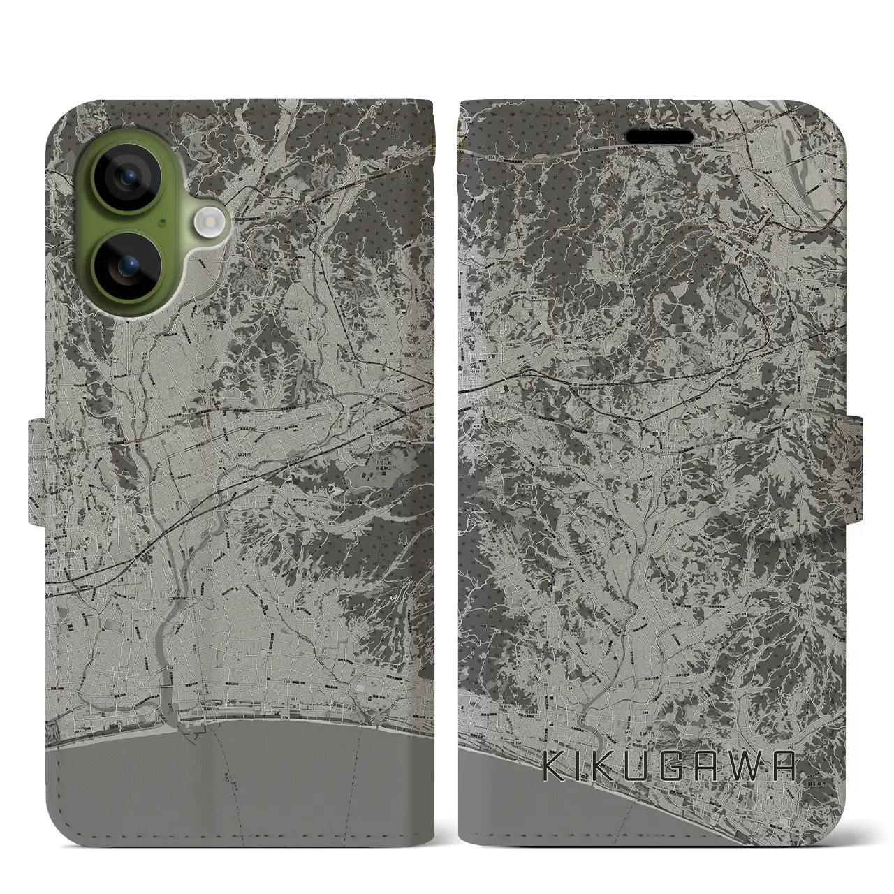 【菊川(静岡県)】地図柄iPhoneケース(手帳タイプ)