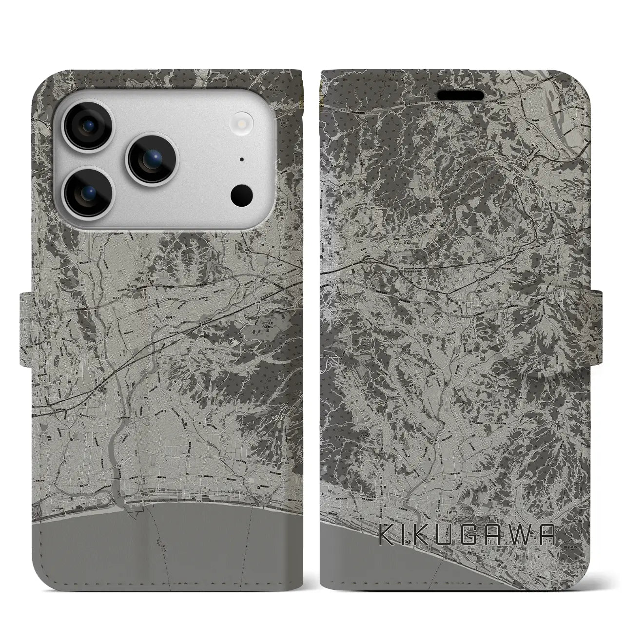 【菊川(静岡県)】地図柄iPhoneケース(手帳タイプ)