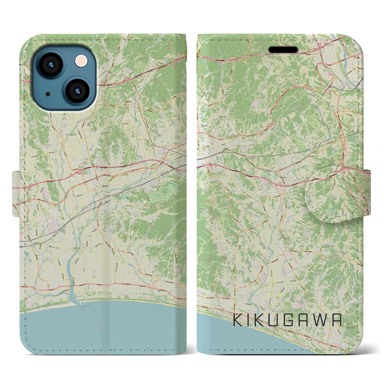 【菊川(静岡県)】地図柄iPhoneケース(手帳タイプ)