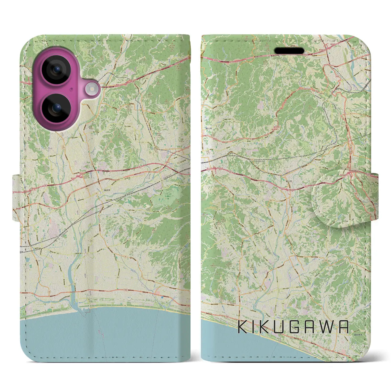 【菊川(静岡県)】地図柄iPhoneケース(手帳タイプ)