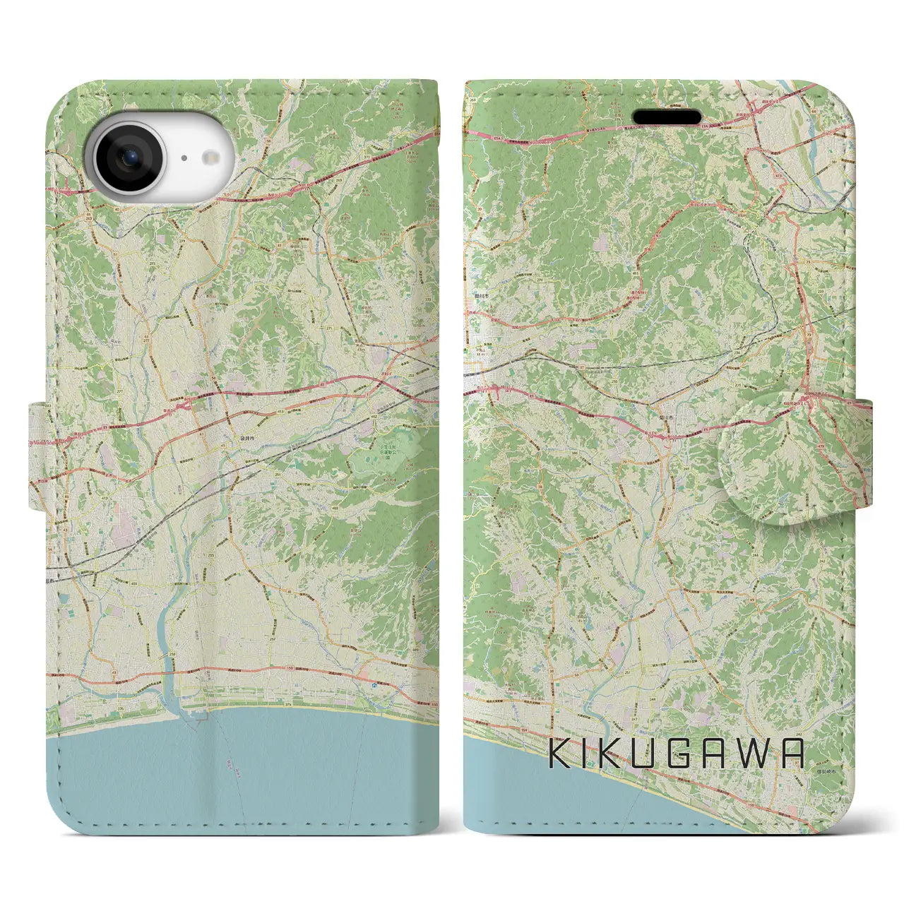 【菊川(静岡県)】地図柄iPhoneケース(手帳タイプ)