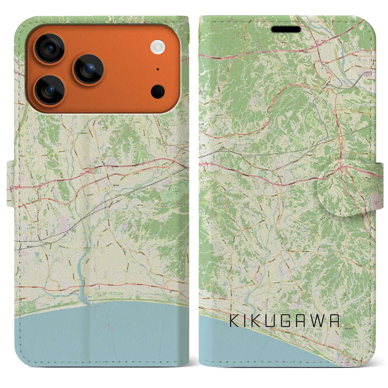 【菊川(静岡県)】地図柄iPhoneケース(手帳タイプ)