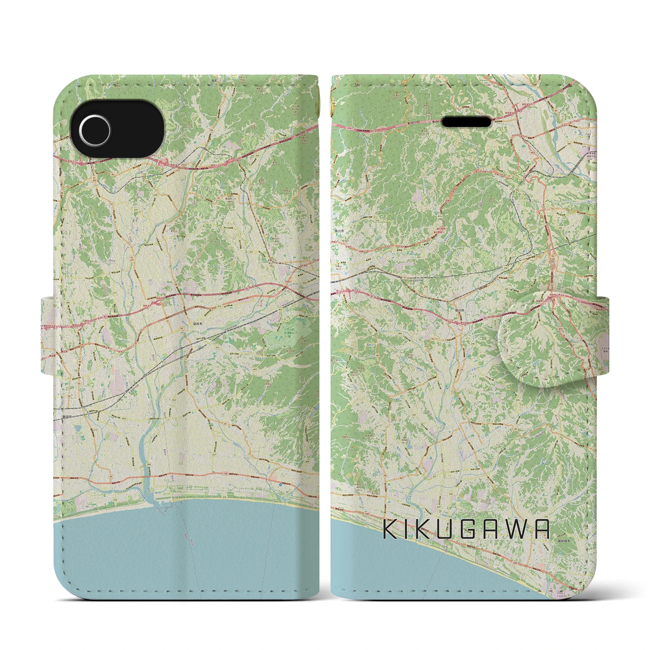 【菊川(静岡県)】地図柄iPhoneケース(手帳タイプ)